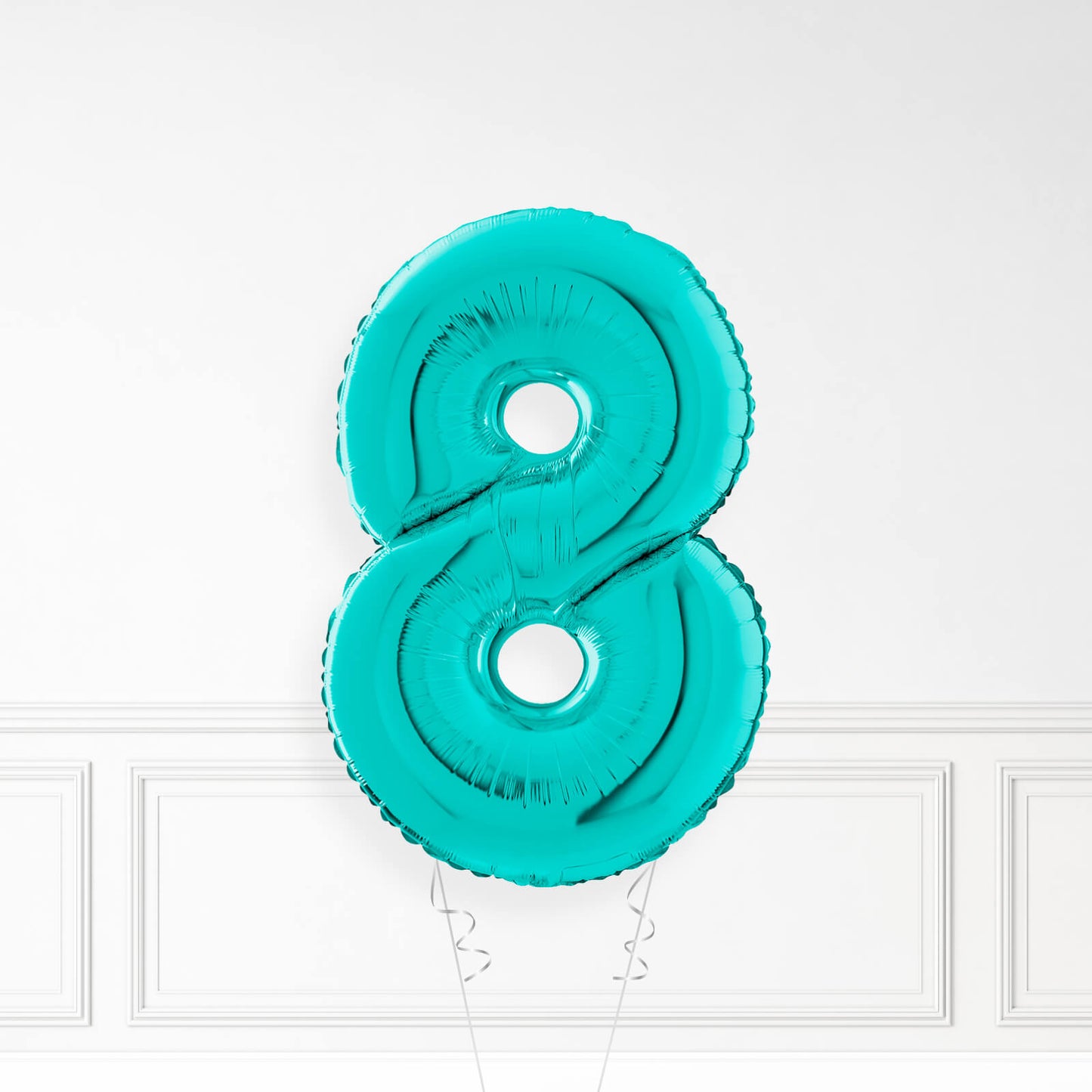 Inflated Turquoise Foil Number Balloon