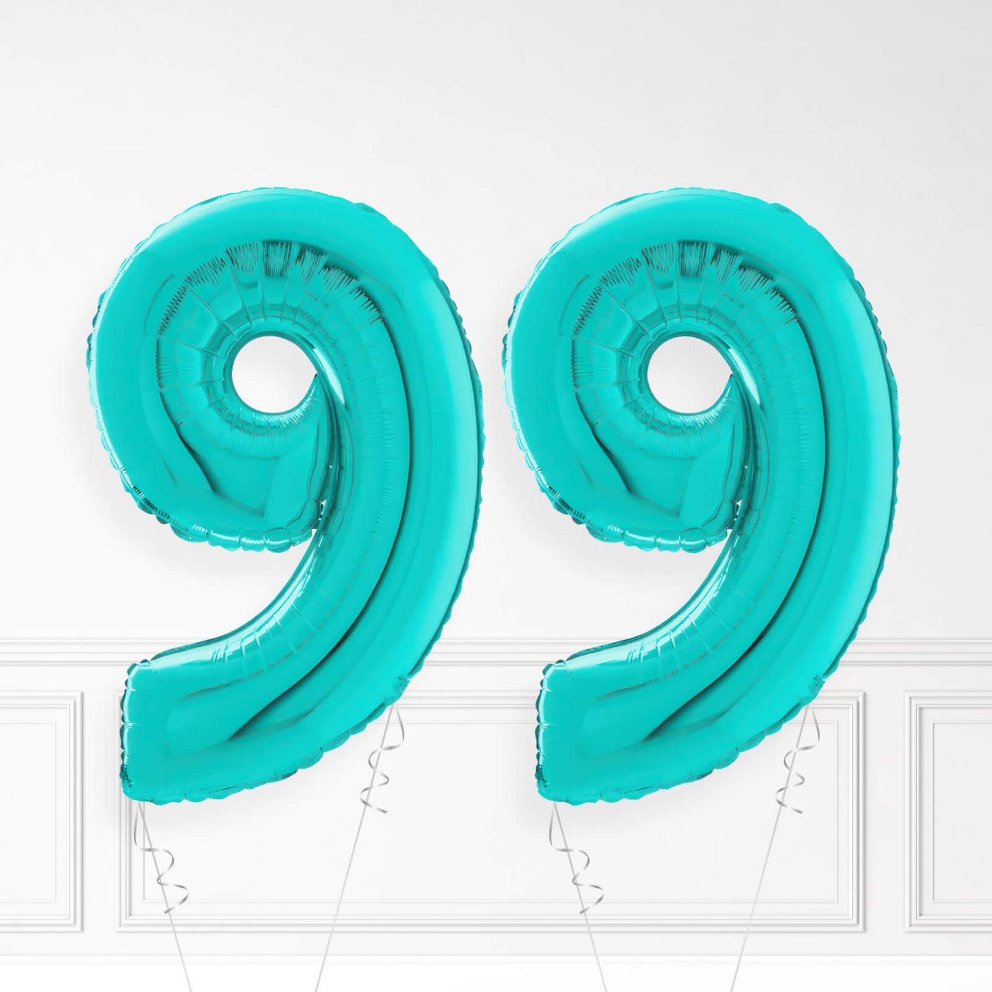 Inflated Turquoise Foil Number Balloon