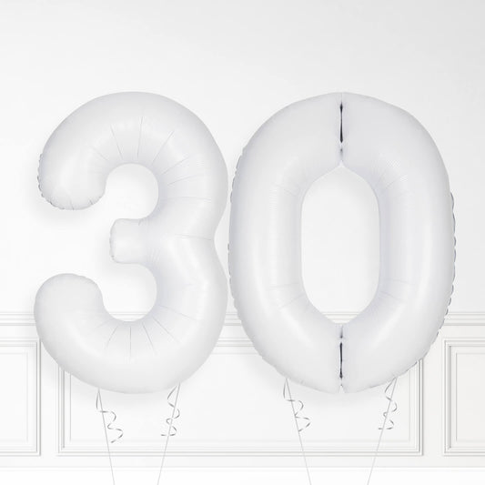 Inflated Matte White Foil Number Balloon