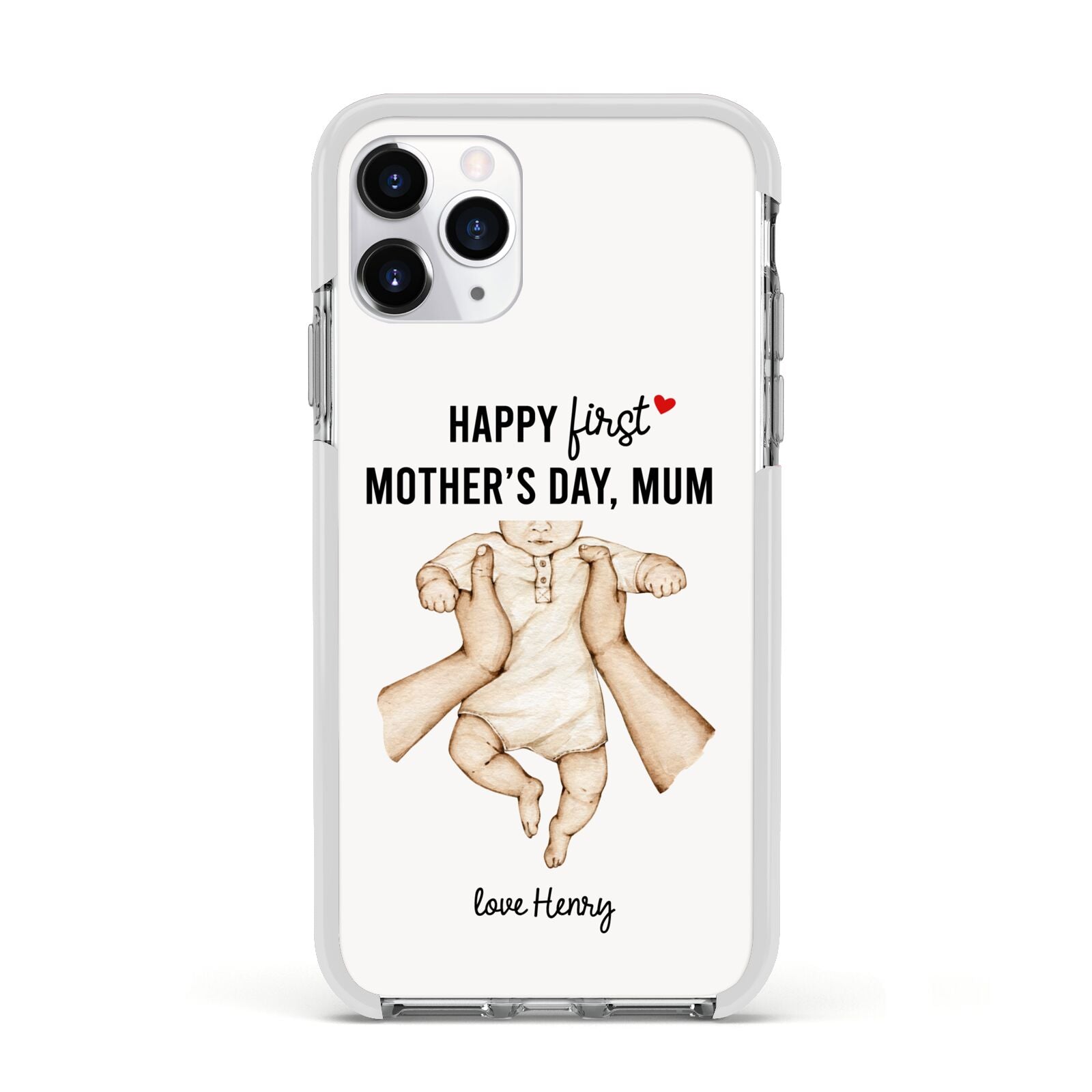 1st Mothers Day Baby Apple iPhone 11 Pro in Silver with White Impact Case