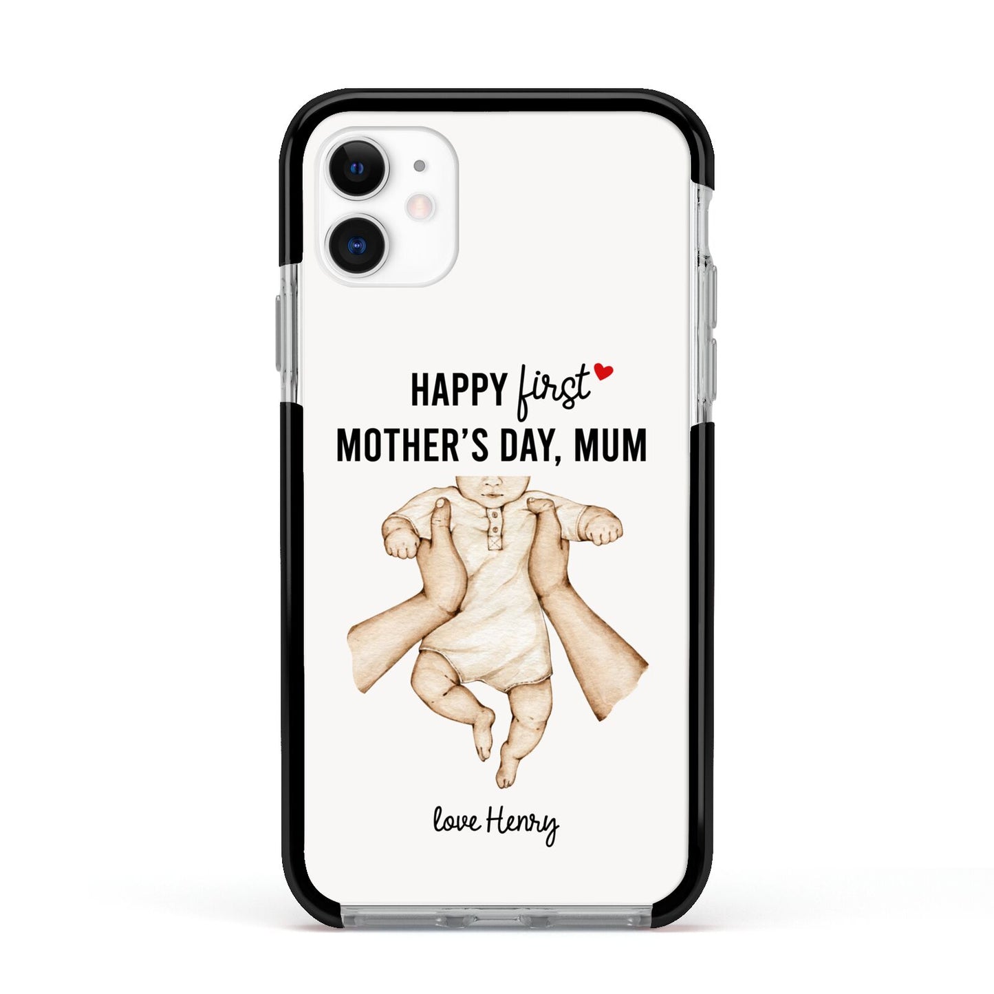 1st Mothers Day Baby Apple iPhone 11 in White with Black Impact Case