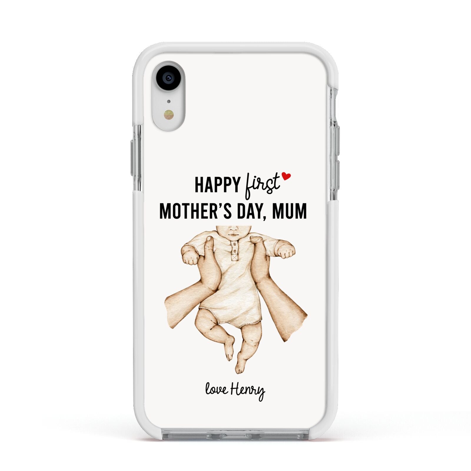 1st Mothers Day Baby Apple iPhone XR Impact Case White Edge on Silver Phone