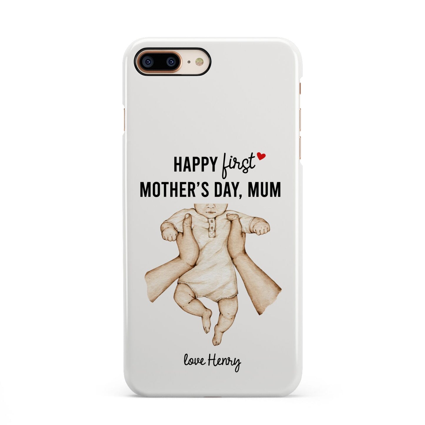 1st Mothers Day Baby iPhone 8 Plus 3D Snap Case on Gold Phone