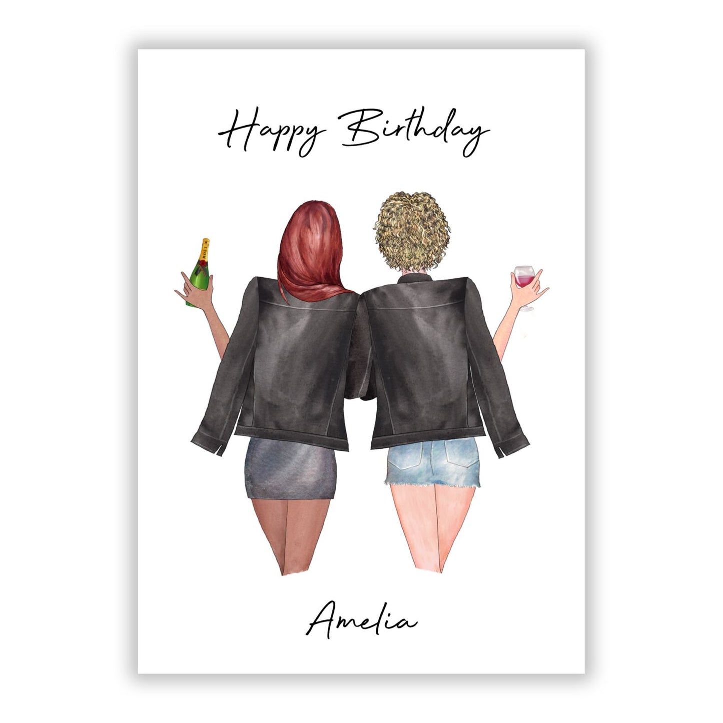 2 Best Friends Birthday A5 Flat Greetings Card