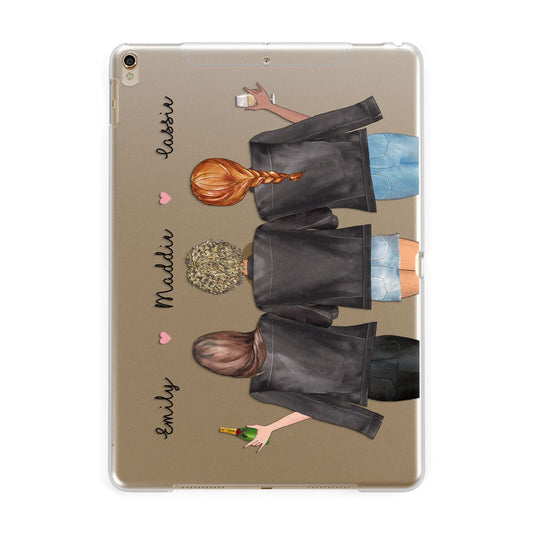 3 Best Friends with Names Apple iPad Gold Case