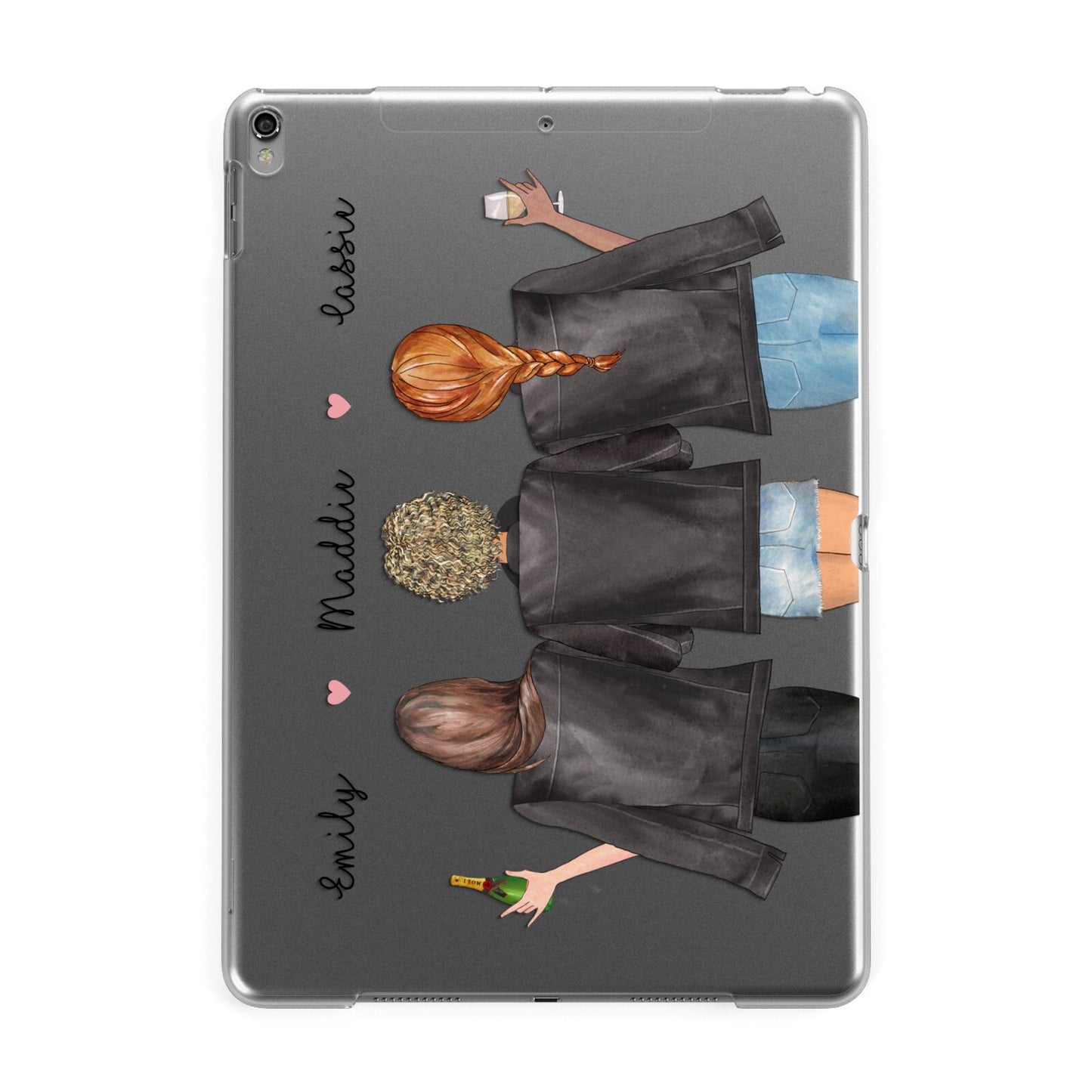 3 Best Friends with Names Apple iPad Grey Case