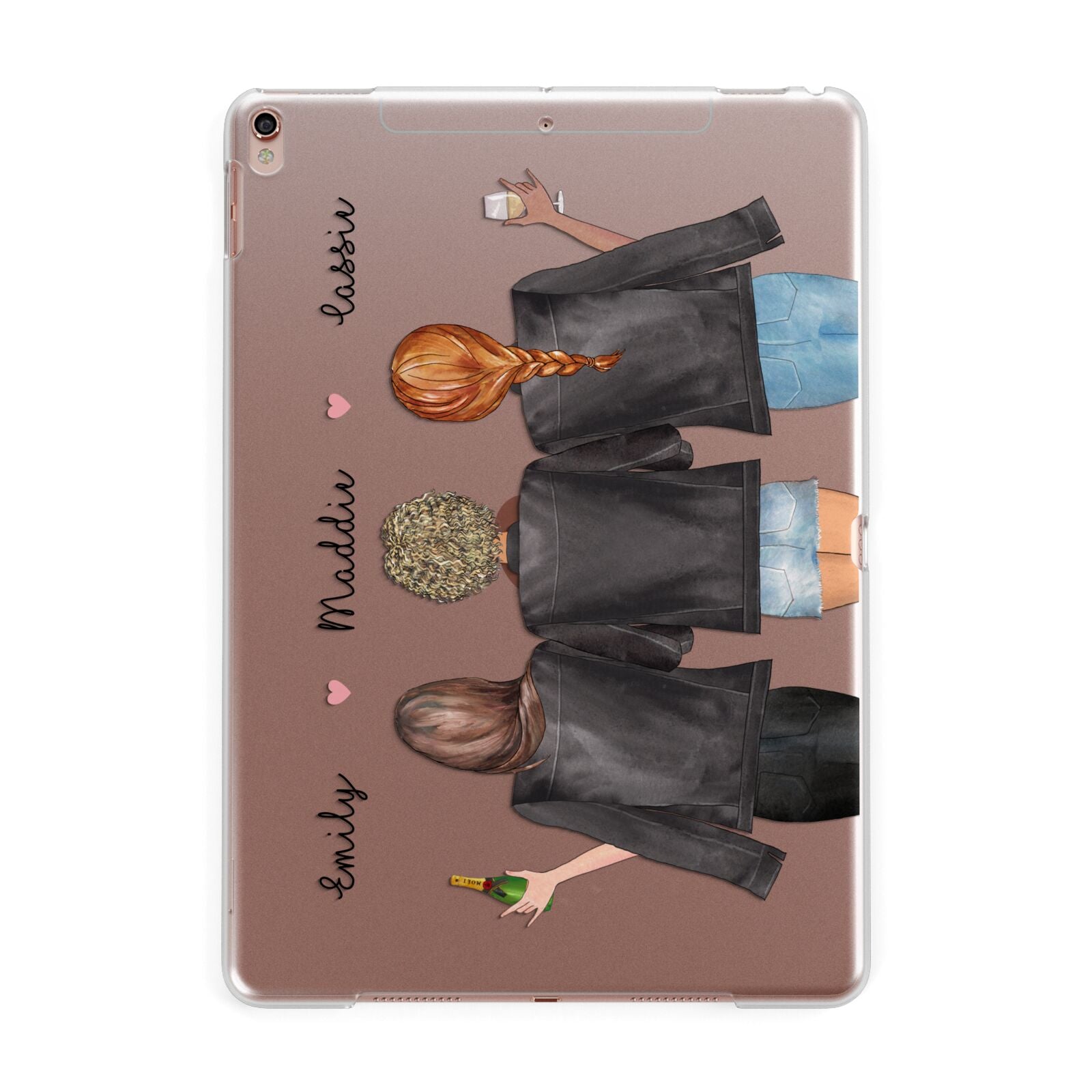 3 Best Friends with Names Apple iPad Rose Gold Case