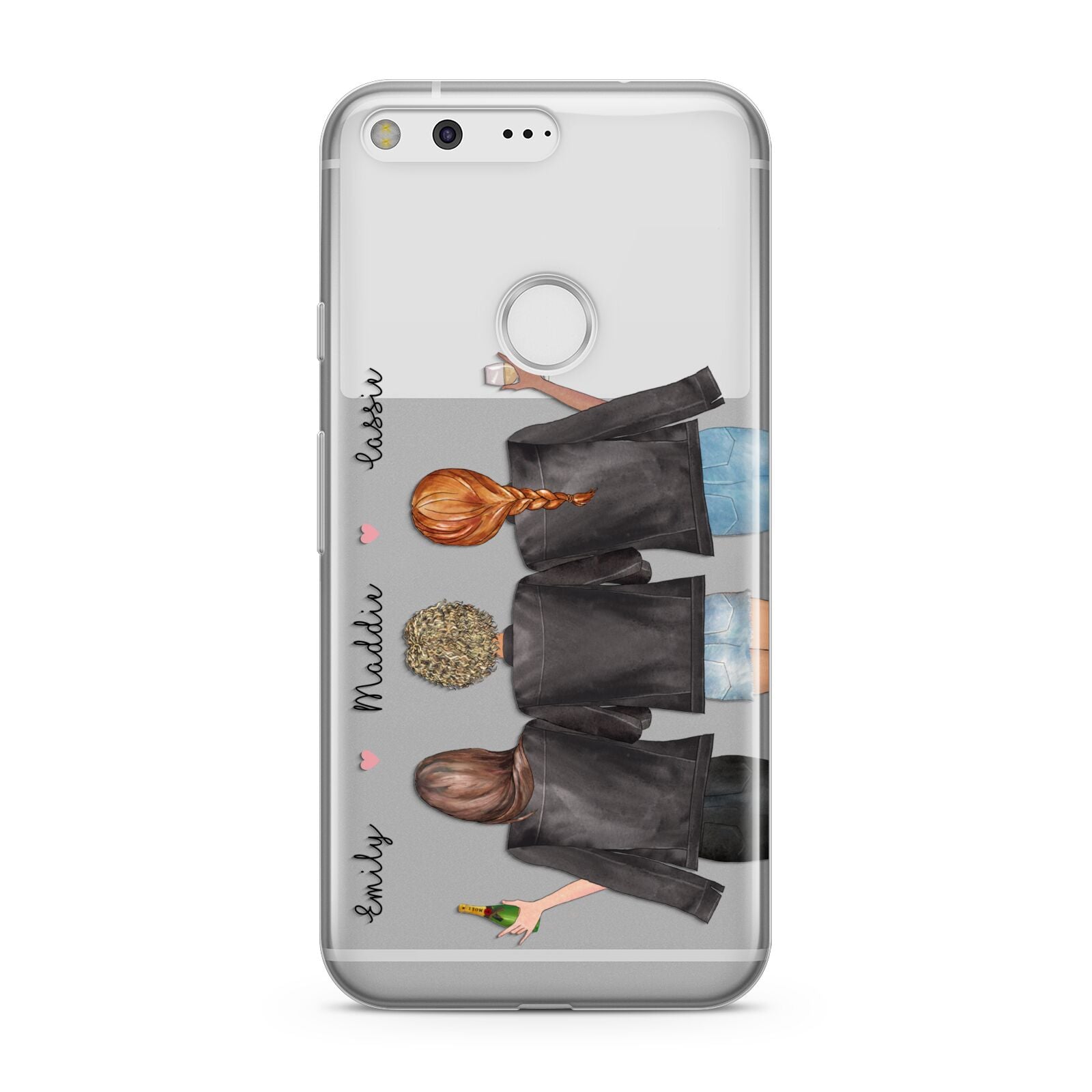 3 Best Friends with Names Google Pixel Case