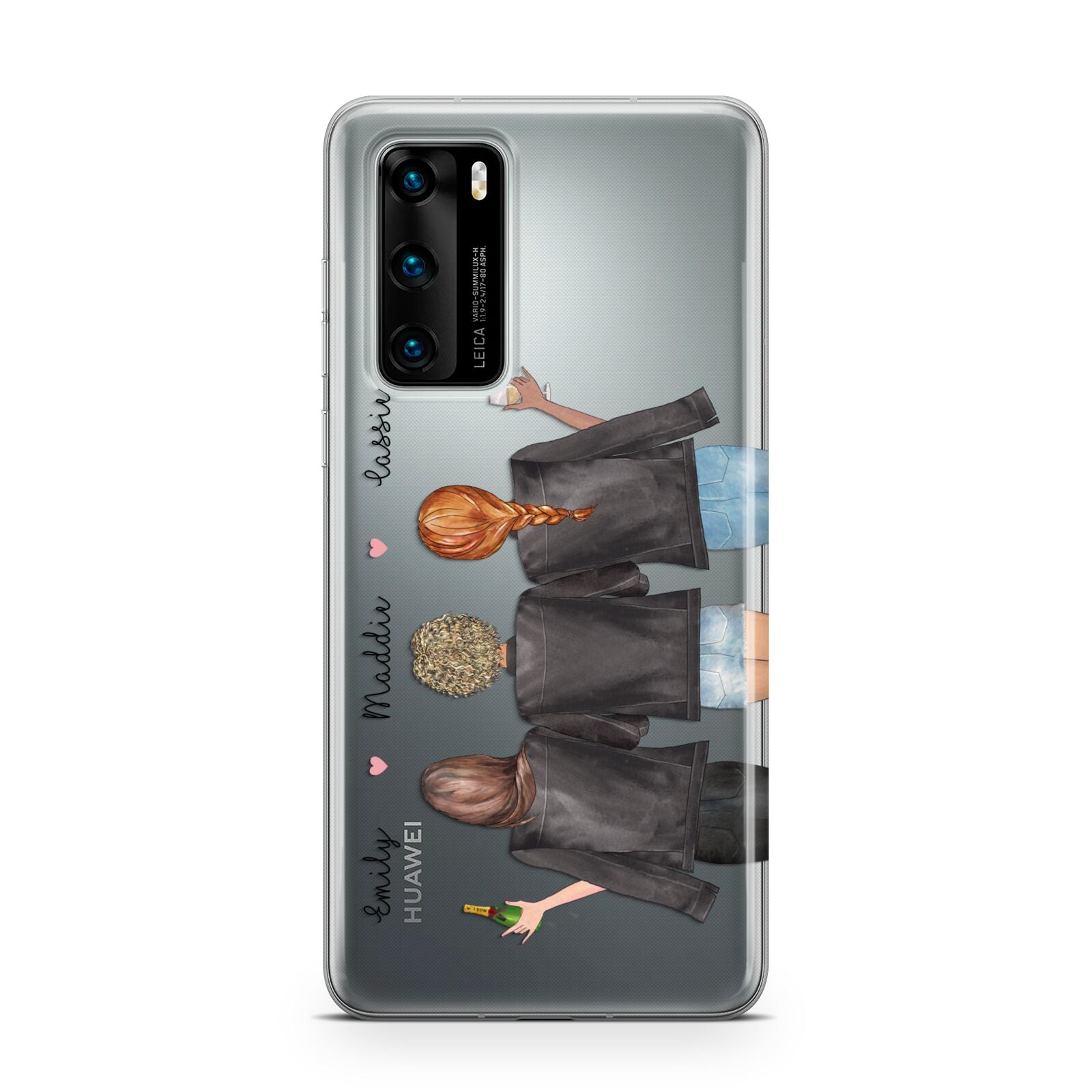 3 Best Friends with Names Huawei P40 Phone Case