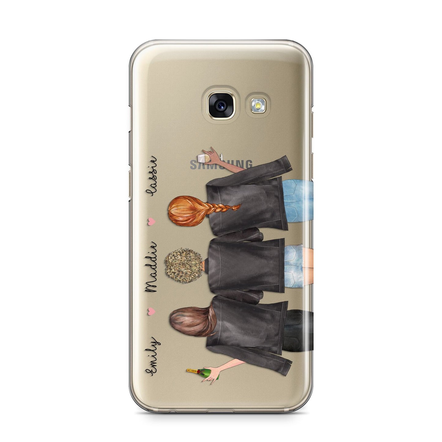 3 Best Friends with Names Samsung Galaxy A3 2017 Case on gold phone