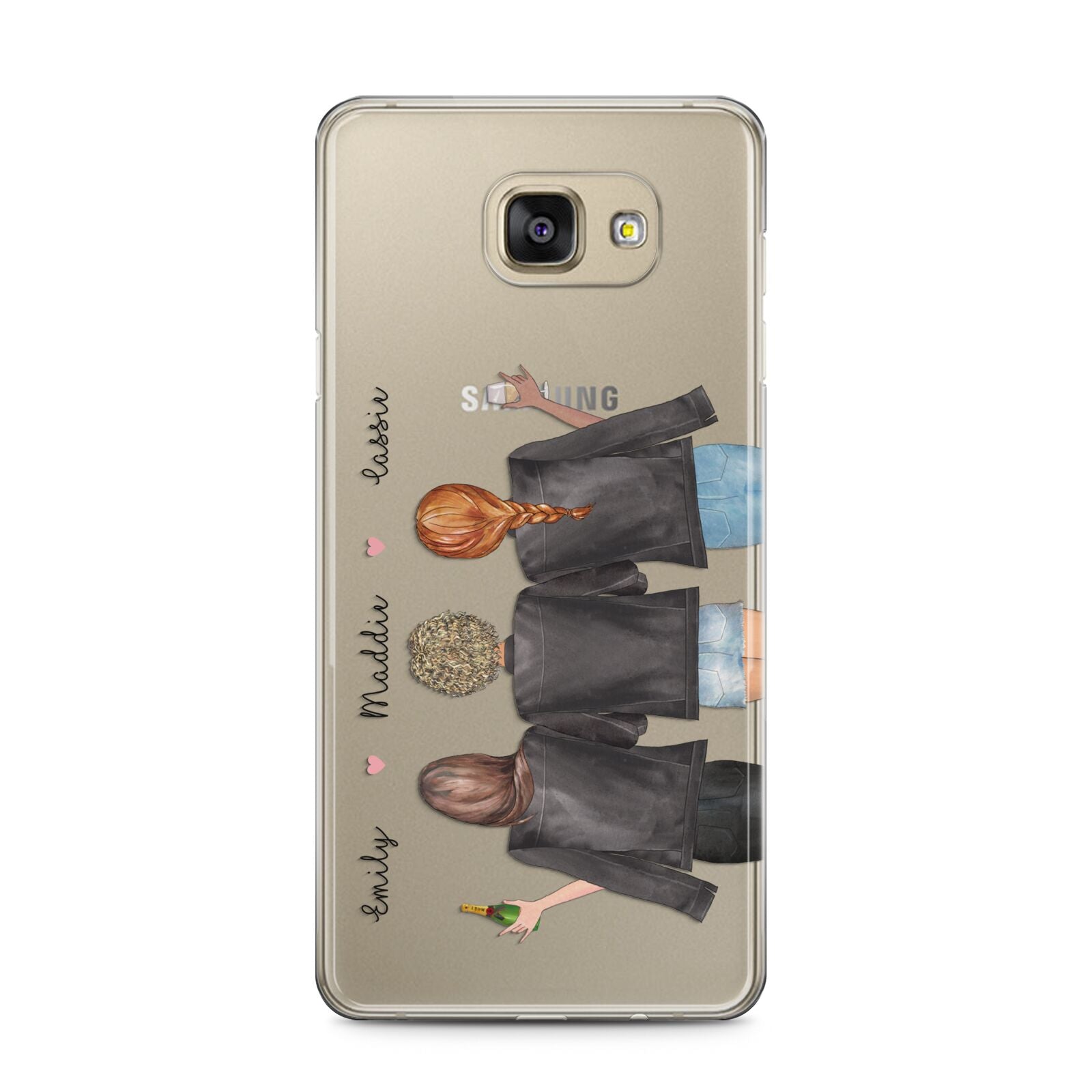 3 Best Friends with Names Samsung Galaxy A5 2016 Case on gold phone