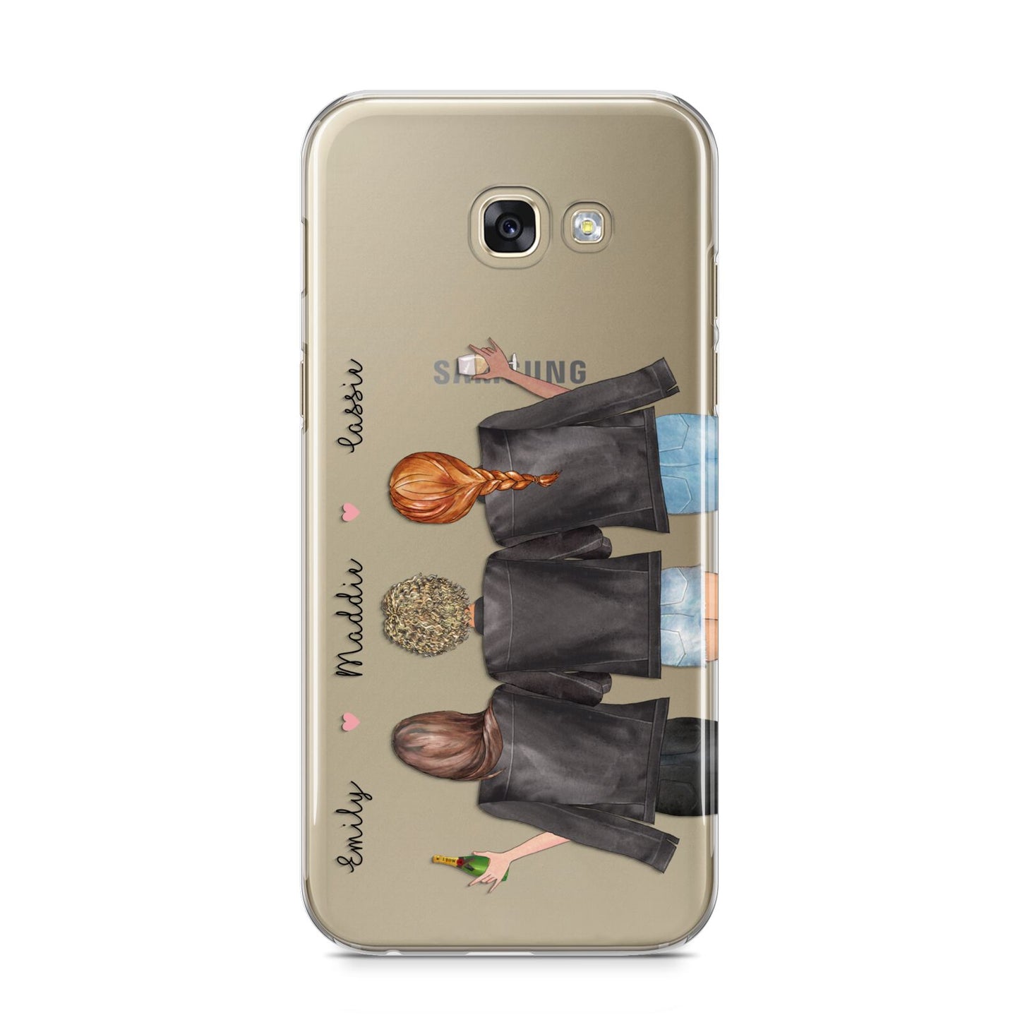 3 Best Friends with Names Samsung Galaxy A5 2017 Case on gold phone