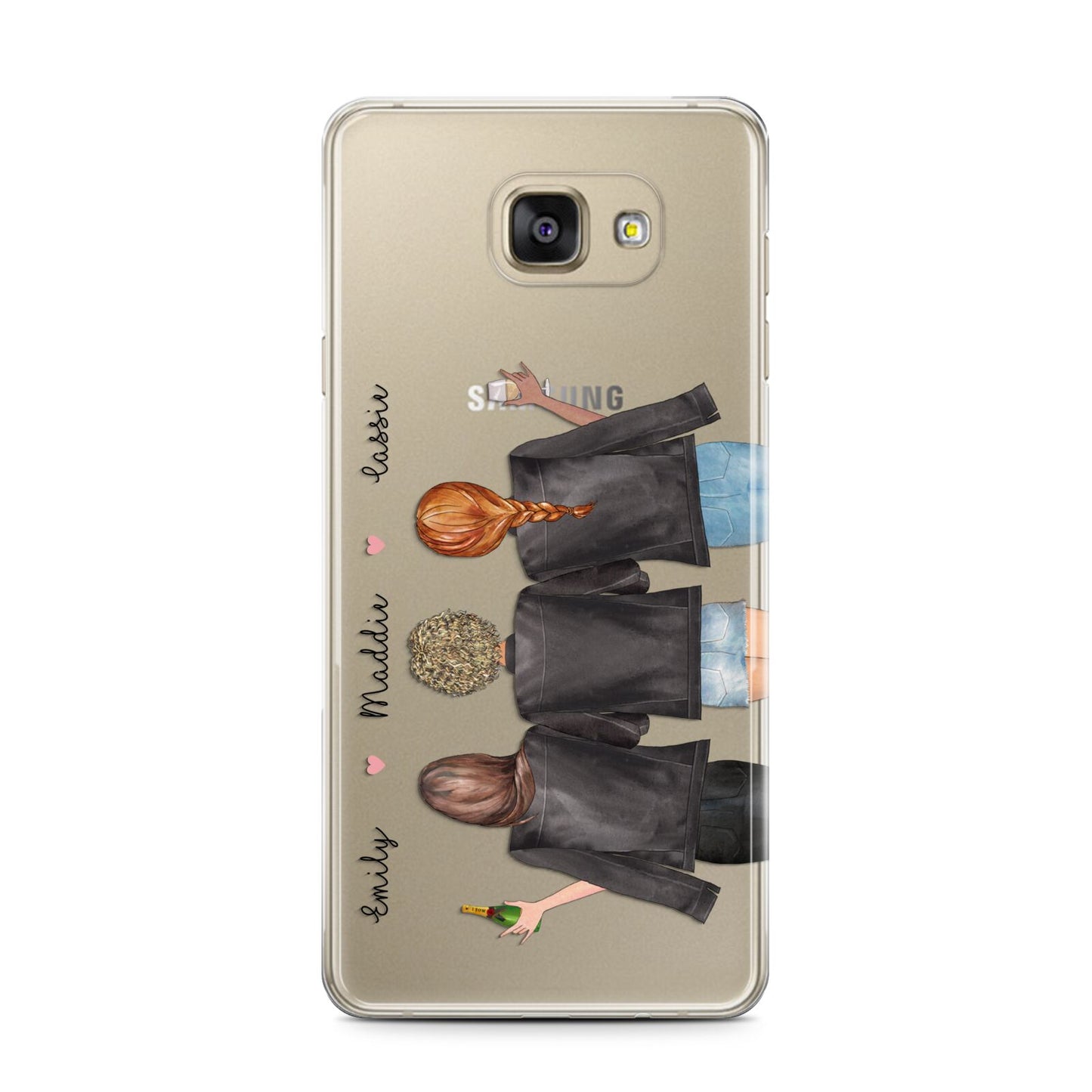 3 Best Friends with Names Samsung Galaxy A7 2016 Case on gold phone