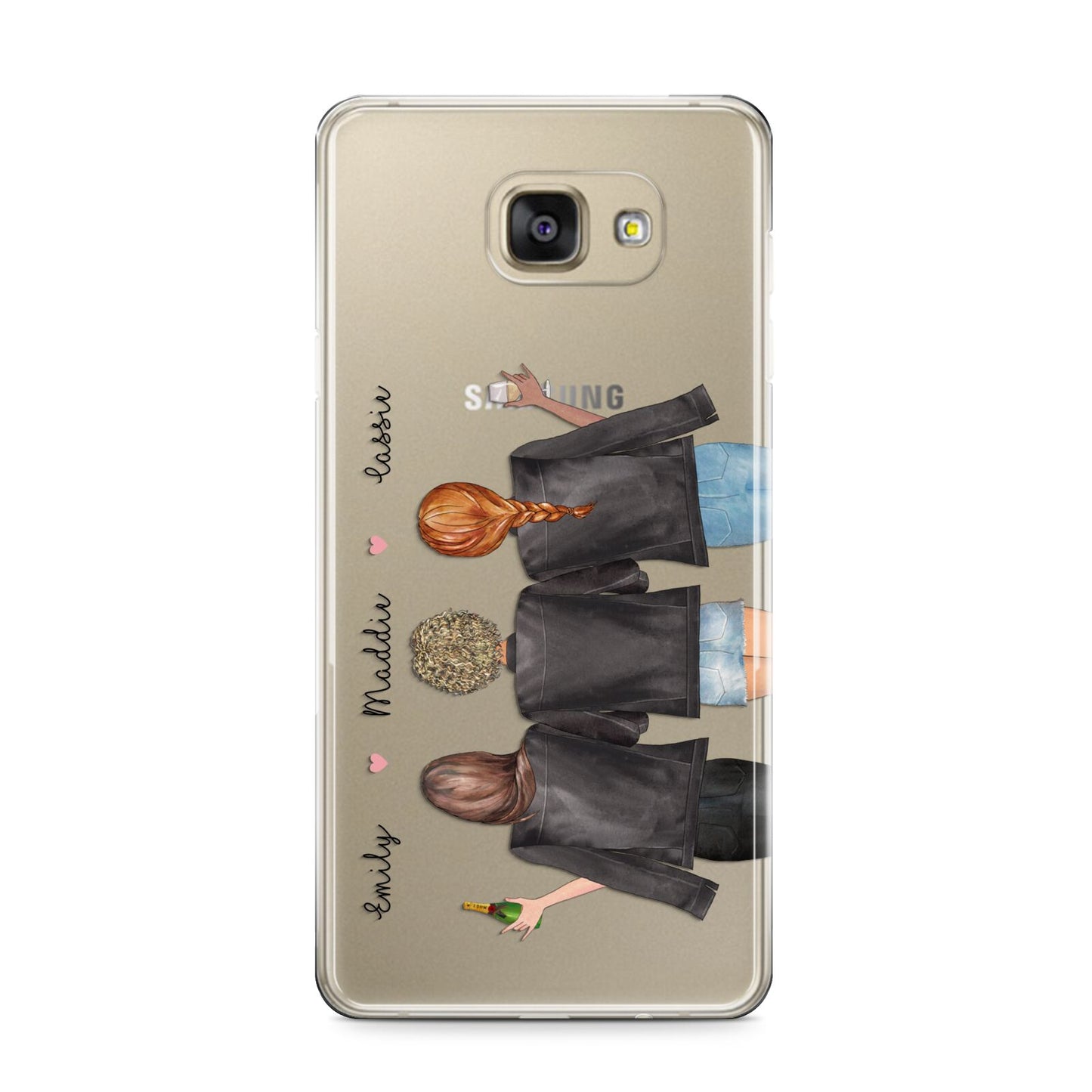 3 Best Friends with Names Samsung Galaxy A9 2016 Case on gold phone