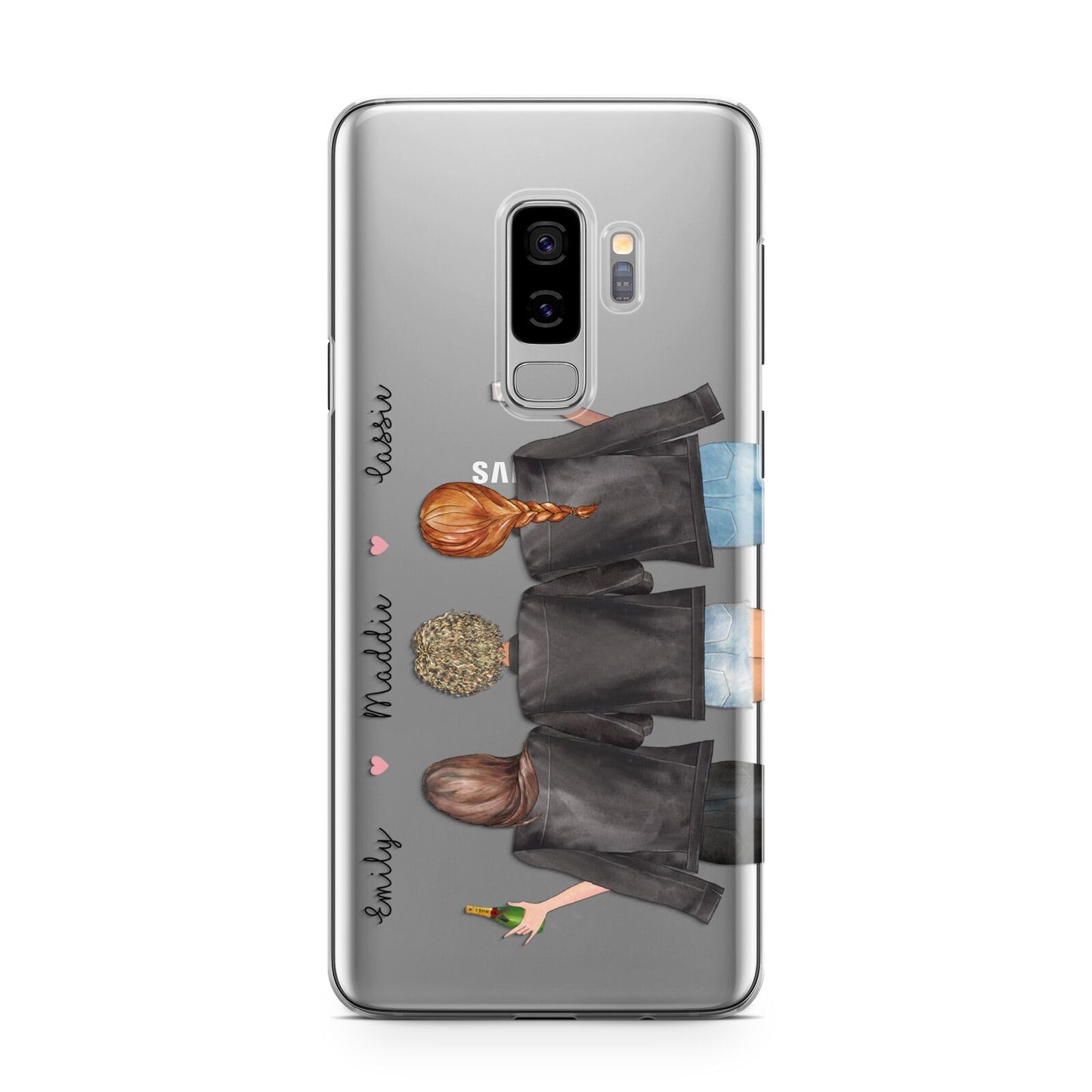 3 Best Friends with Names Samsung Galaxy S9 Plus Case on Silver phone