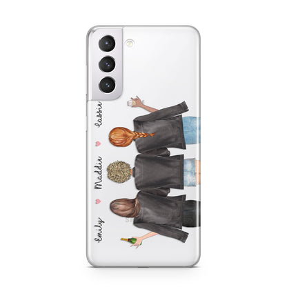 3 Best Friends with Names Samsung S21 Case