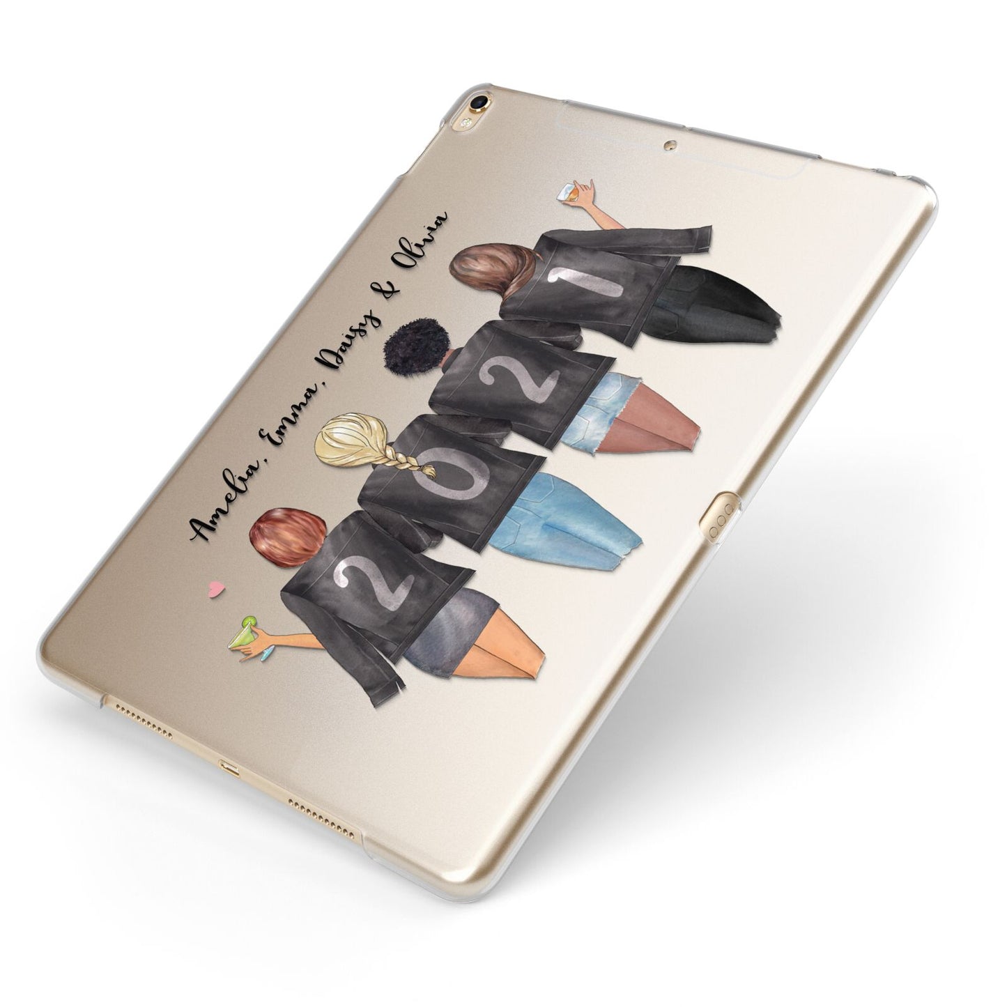 4 Best Friends with Names Apple iPad Case on Gold iPad Side View