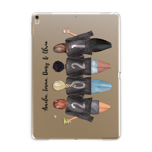 4 Best Friends with Names Apple iPad Gold Case