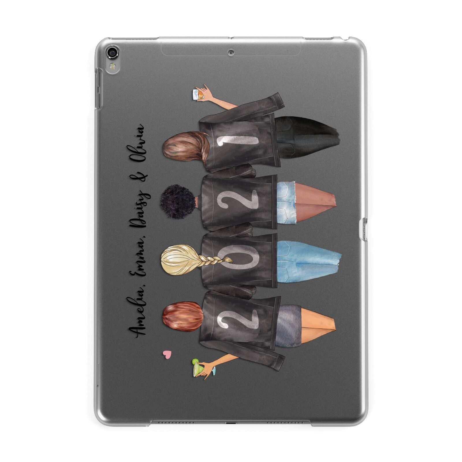 4 Best Friends with Names Apple iPad Grey Case