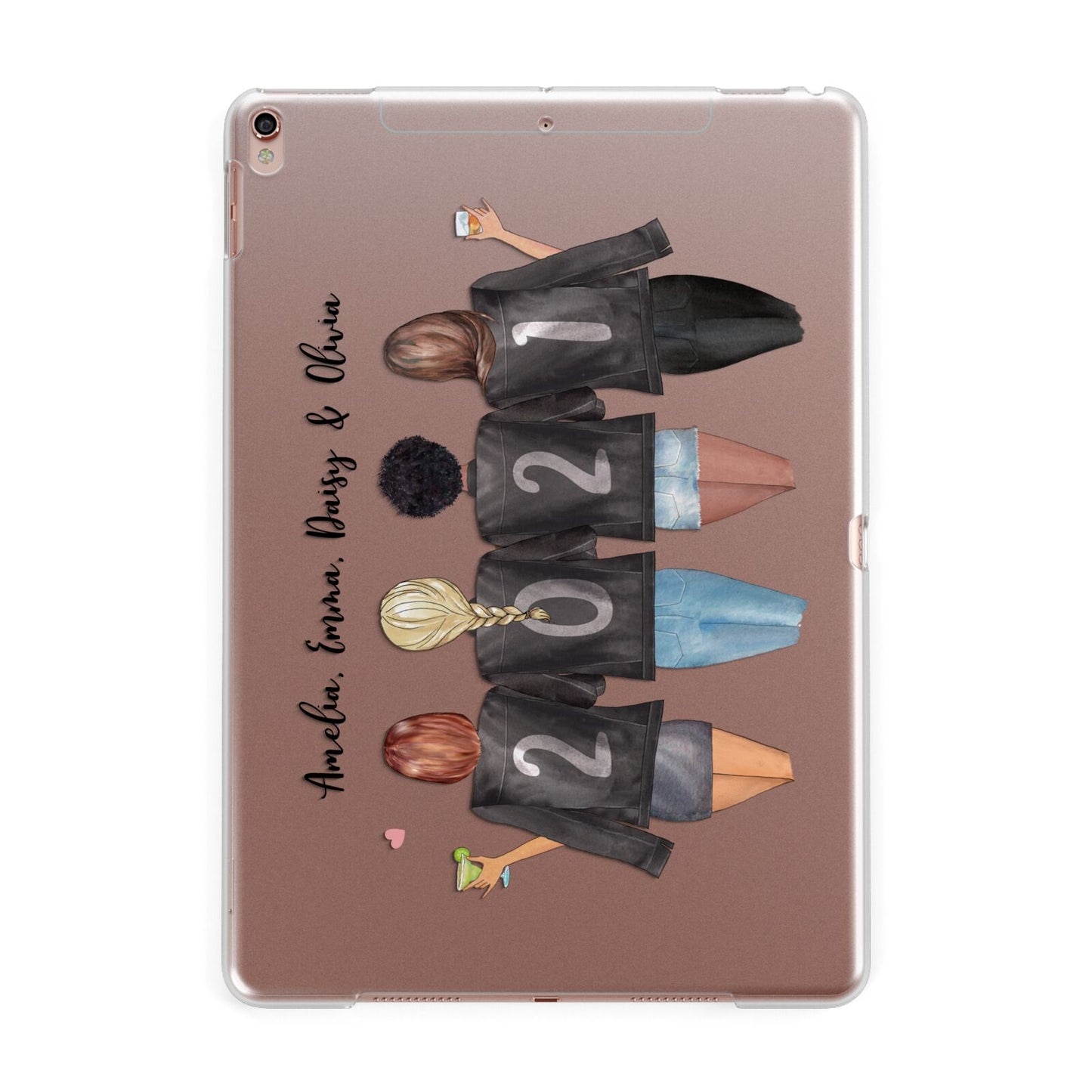 4 Best Friends with Names Apple iPad Rose Gold Case