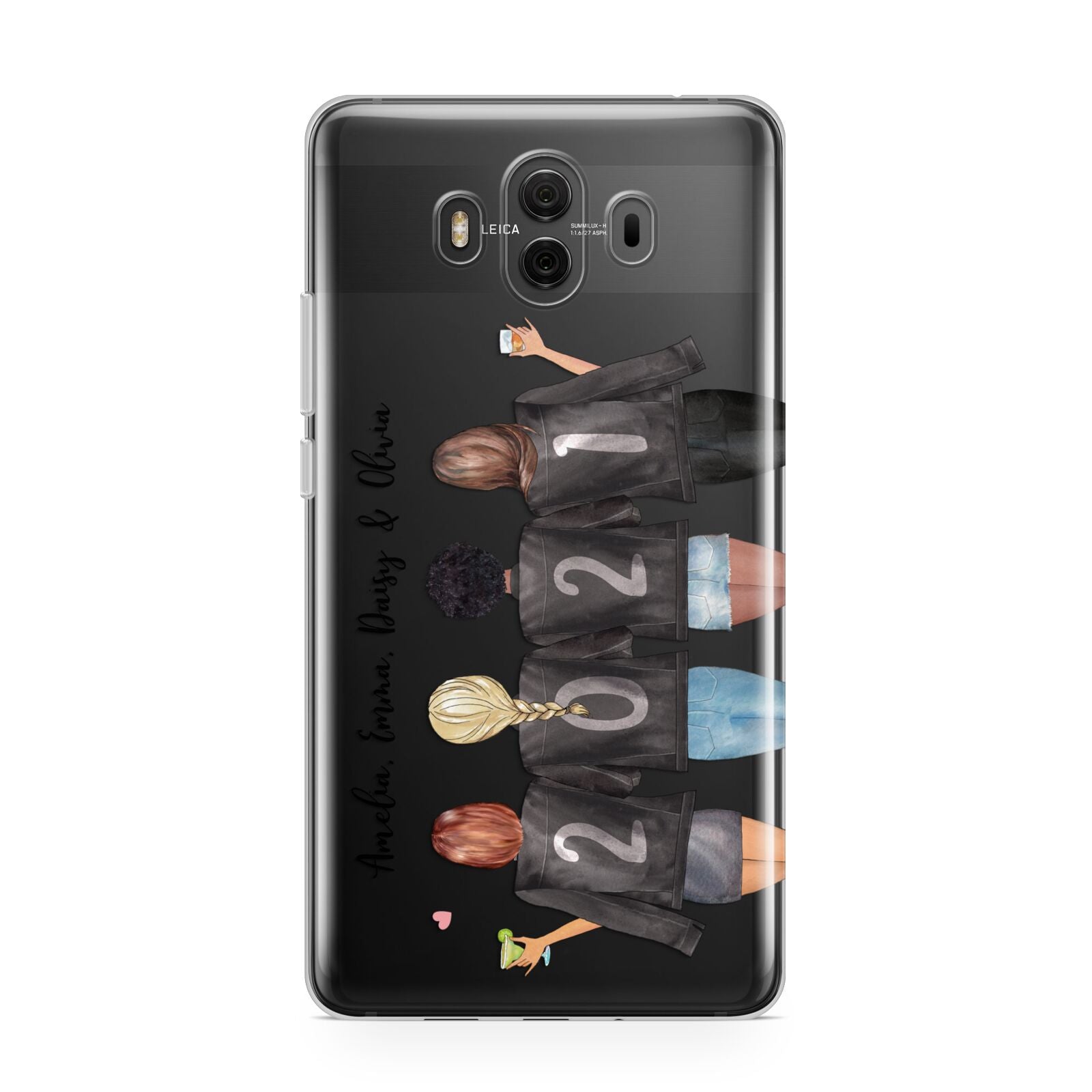 4 Best Friends with Names Huawei Mate 10 Protective Phone Case