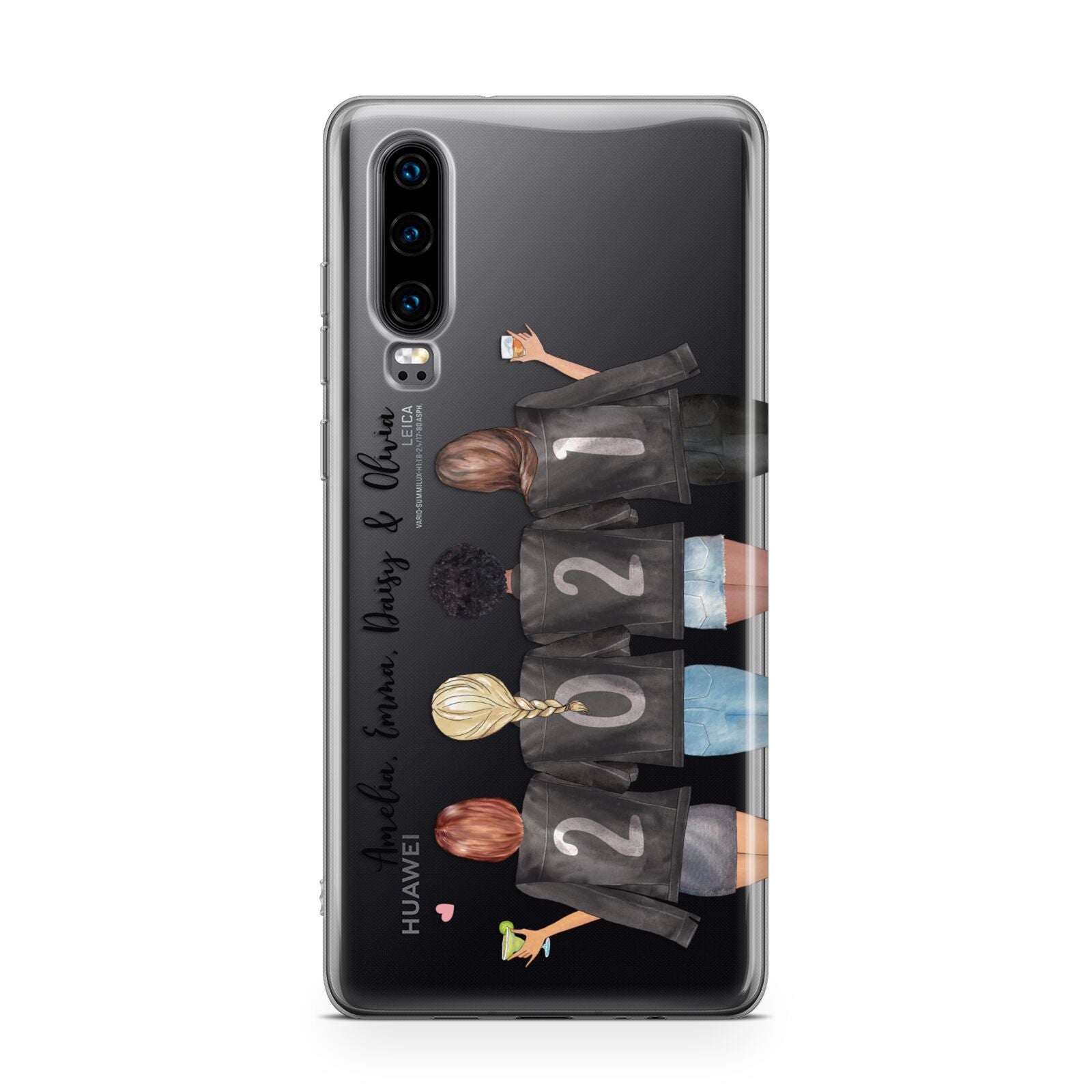 4 Best Friends with Names Huawei P30 Phone Case