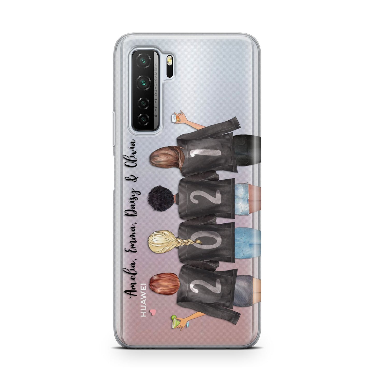 4 Best Friends with Names Huawei P40 Lite 5G Phone Case