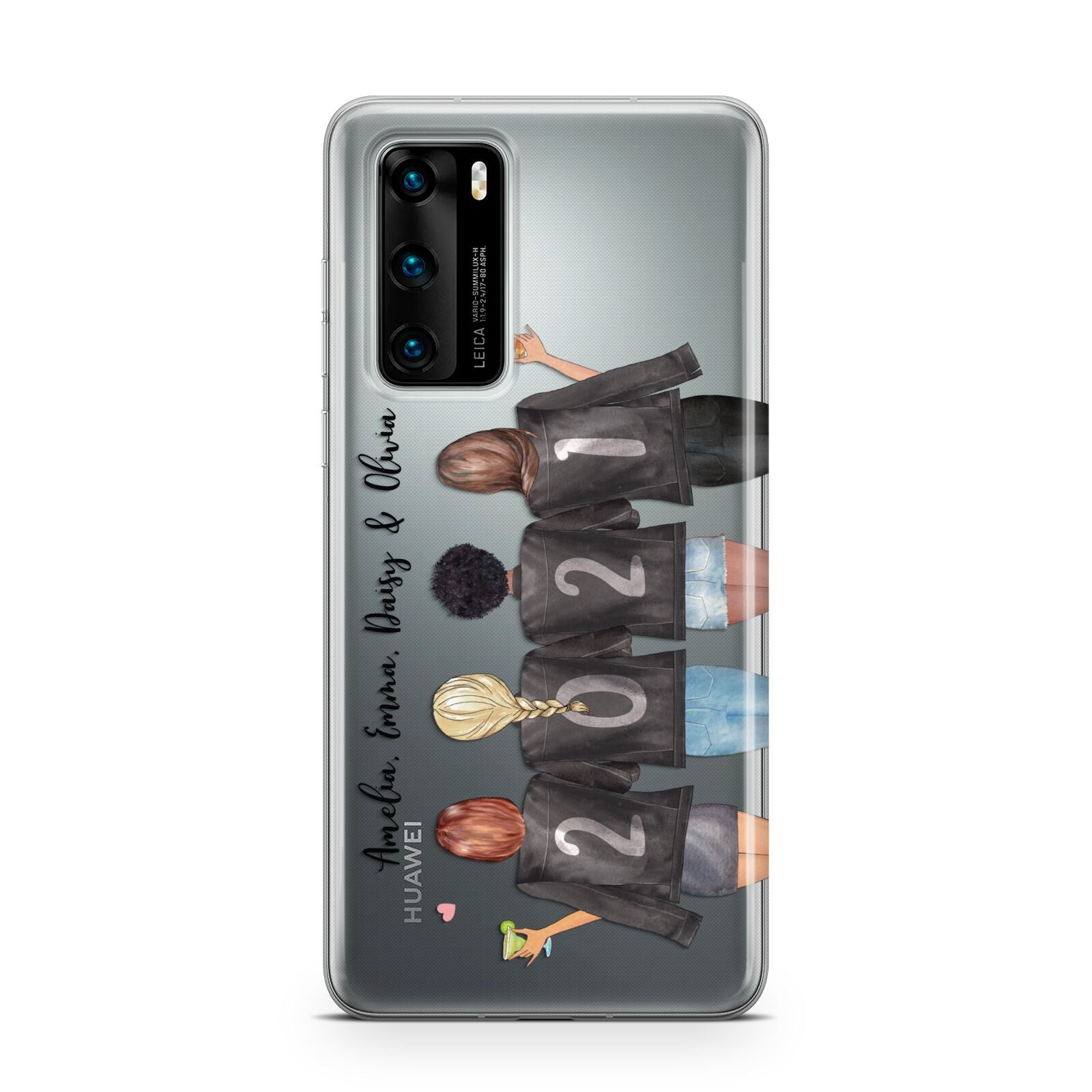 4 Best Friends with Names Huawei P40 Phone Case