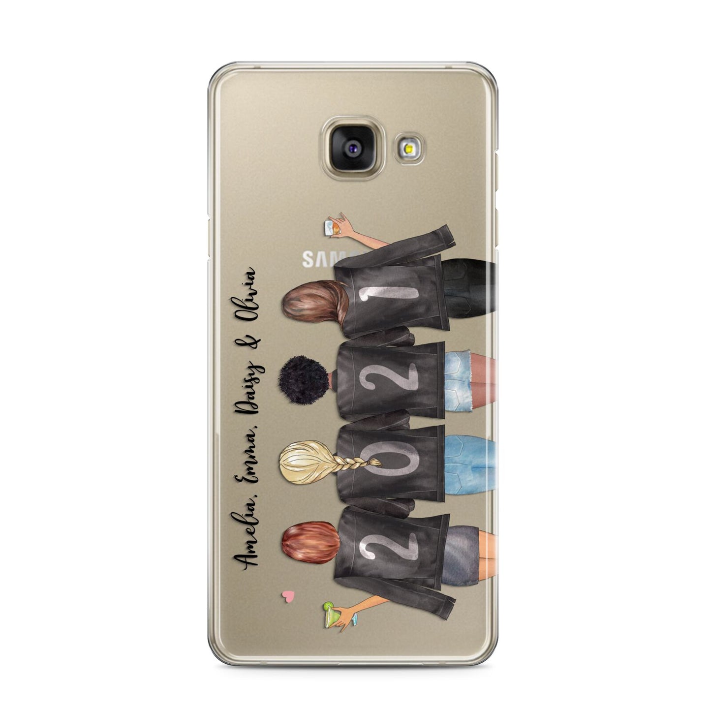 4 Best Friends with Names Samsung Galaxy A3 2016 Case on gold phone