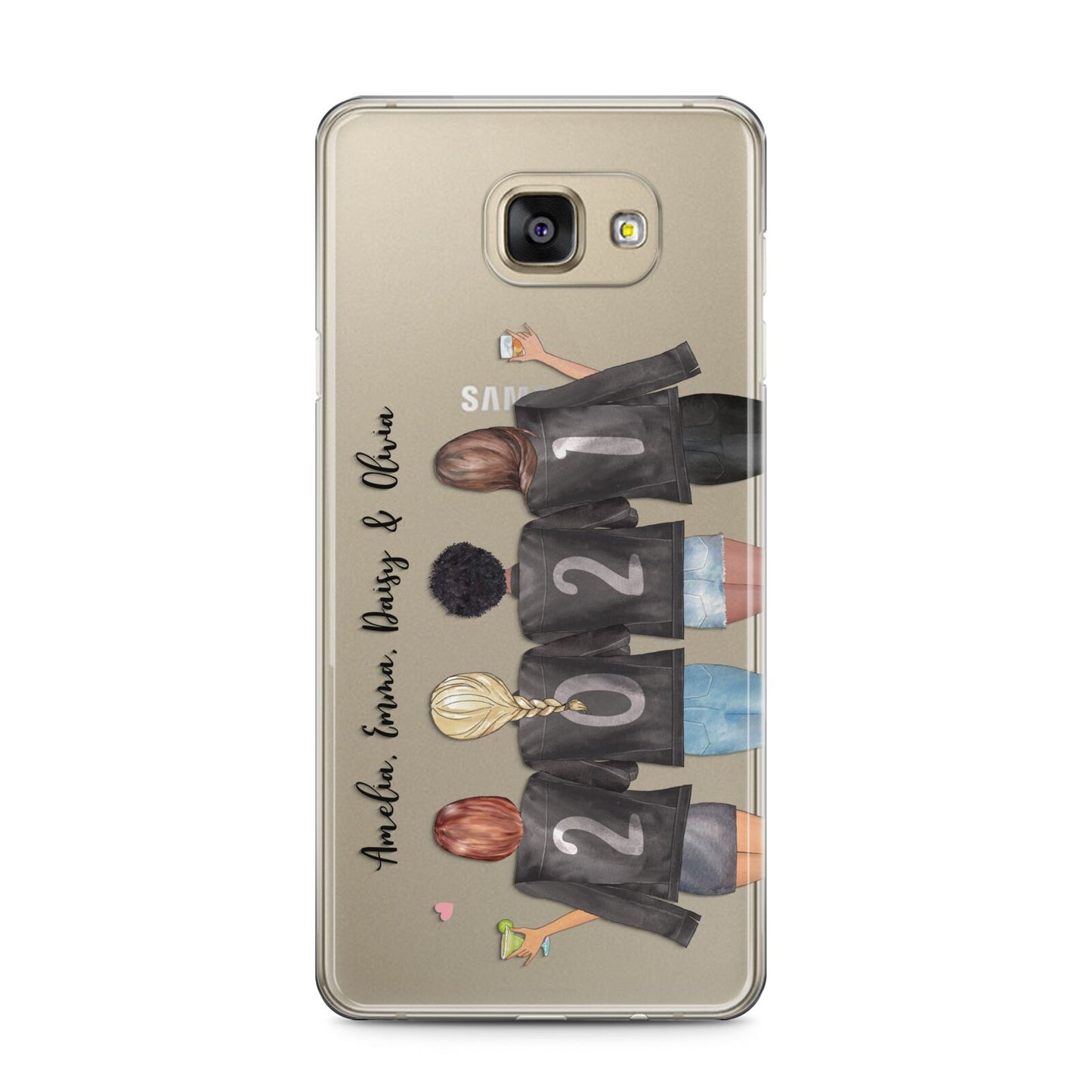 4 Best Friends with Names Samsung Galaxy A5 2016 Case on gold phone