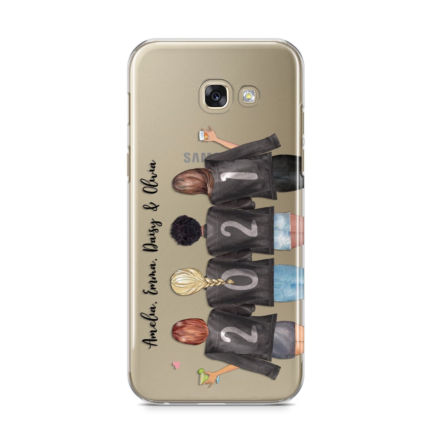 4 Best Friends with Names Samsung Galaxy A5 2017 Case on gold phone