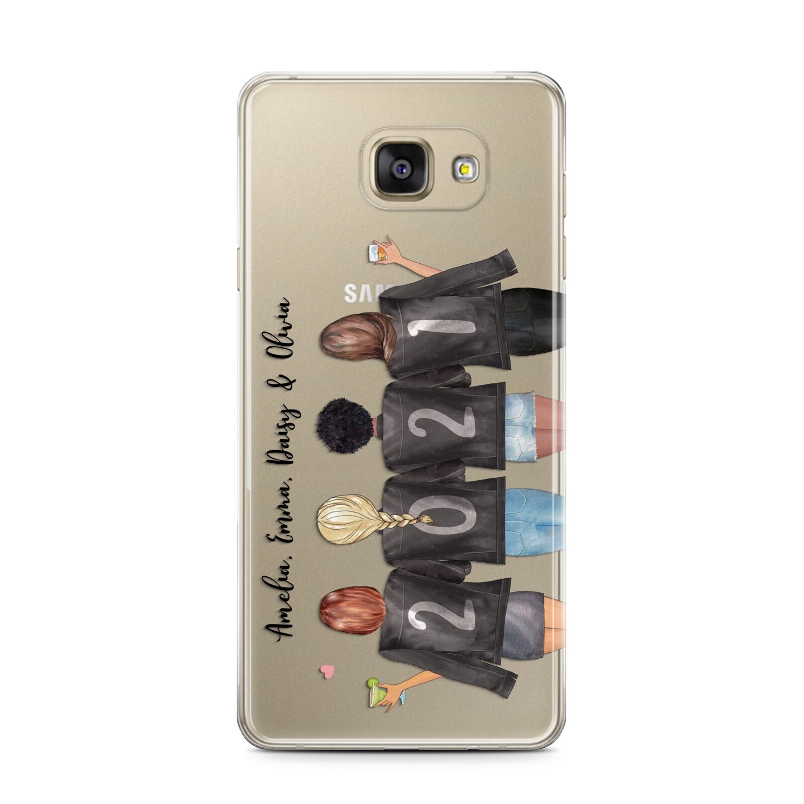 4 Best Friends with Names Samsung Galaxy A7 2016 Case on gold phone