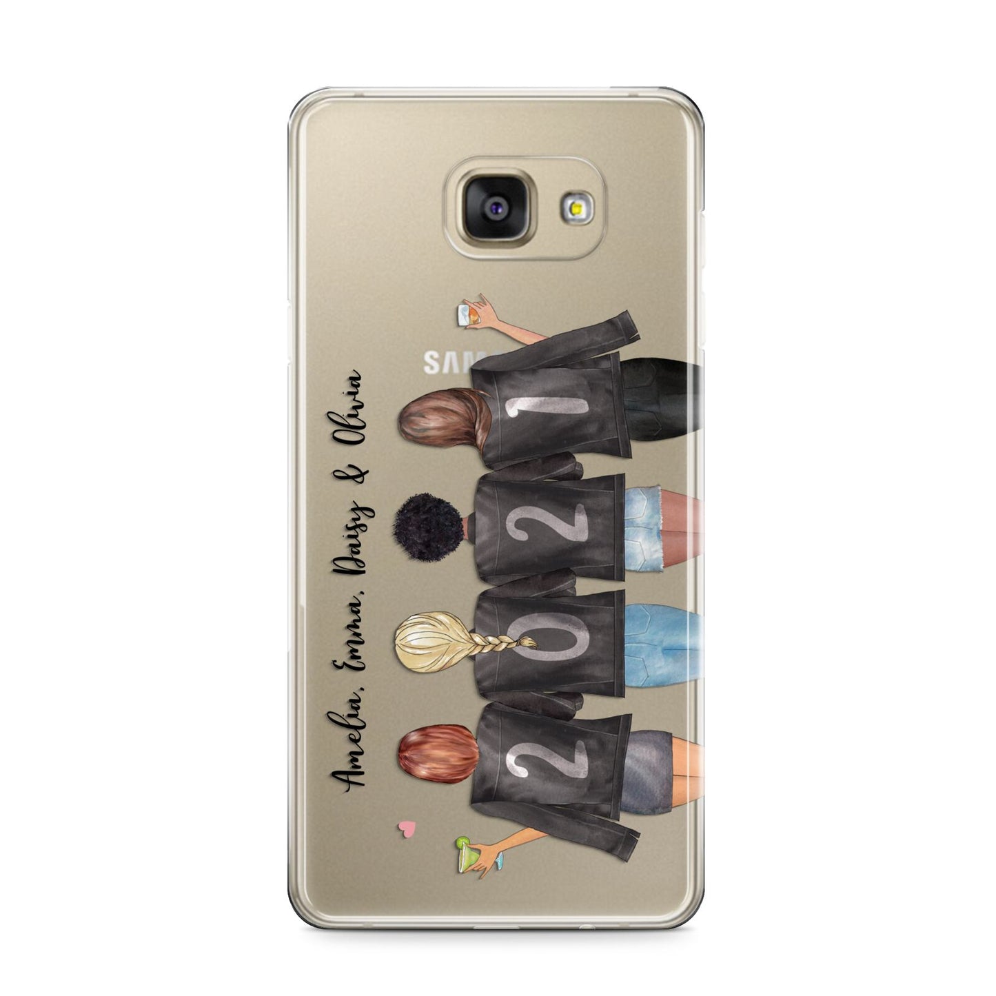 4 Best Friends with Names Samsung Galaxy A9 2016 Case on gold phone