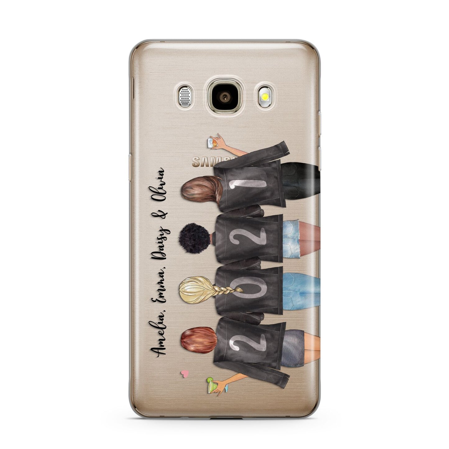 4 Best Friends with Names Samsung Galaxy J7 2016 Case on gold phone