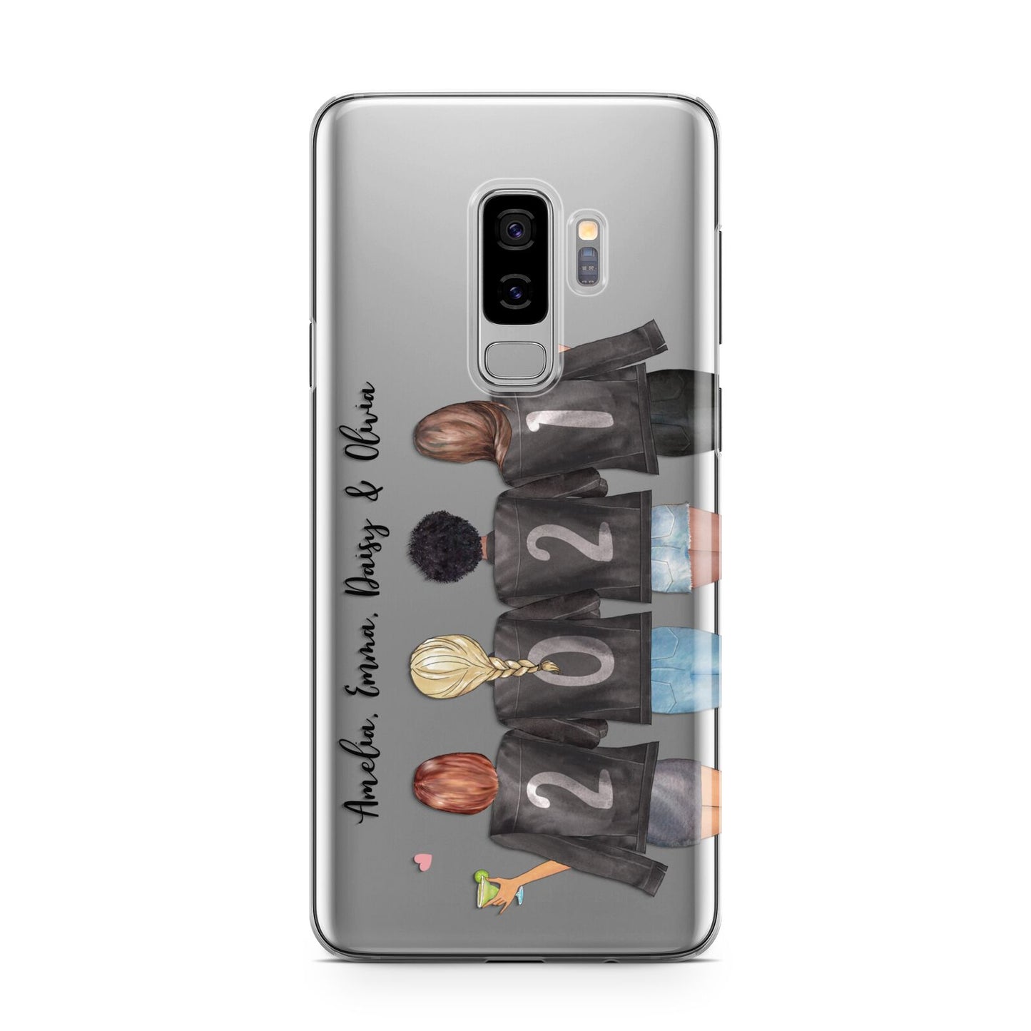 4 Best Friends with Names Samsung Galaxy S9 Plus Case on Silver phone