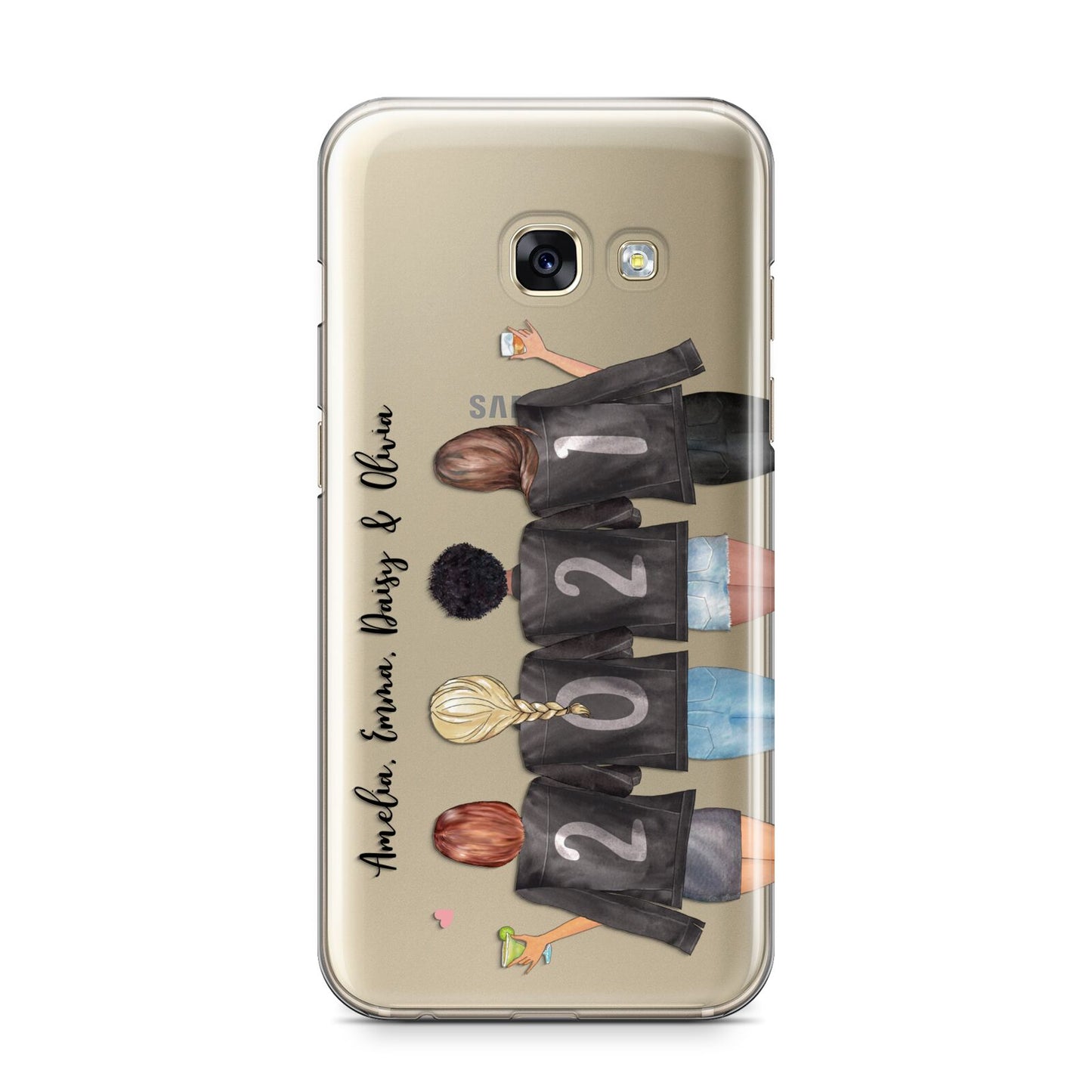4 Best Friends with Names Samsung Galaxy A3 2017 Case on gold phone