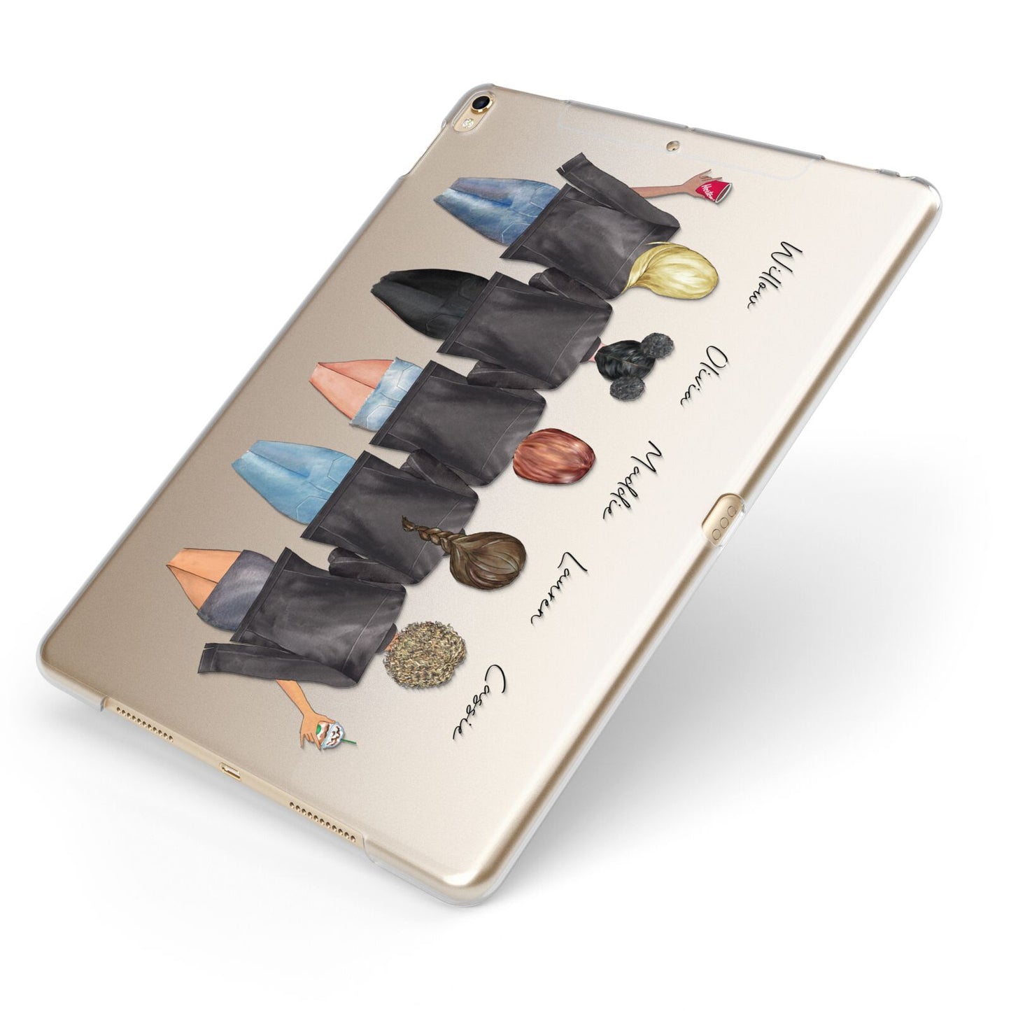 5 Best Friends with Names Apple iPad Case on Gold iPad Side View