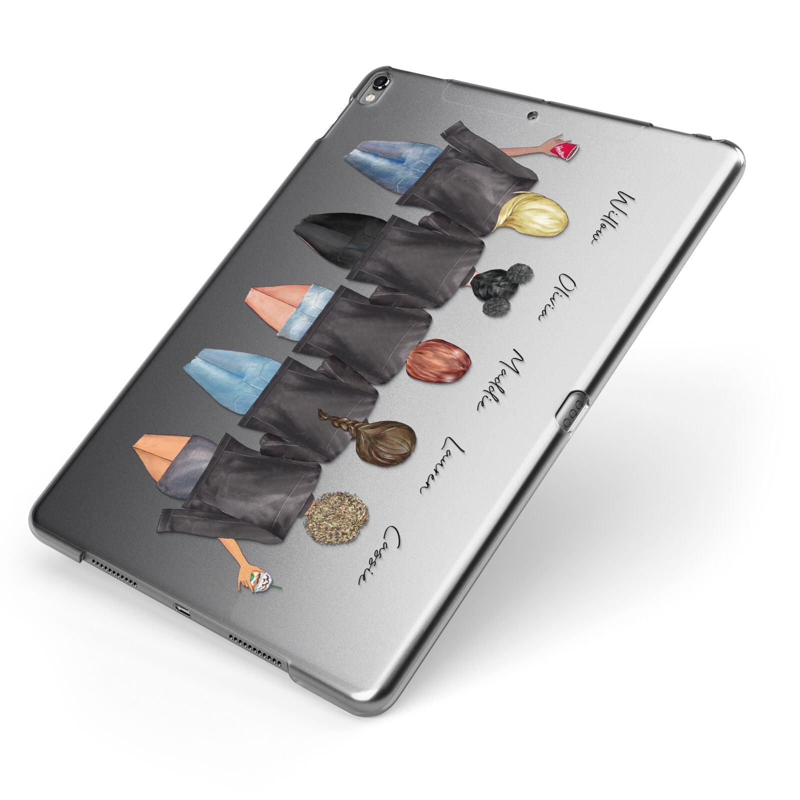 5 Best Friends with Names Apple iPad Case on Grey iPad Side View