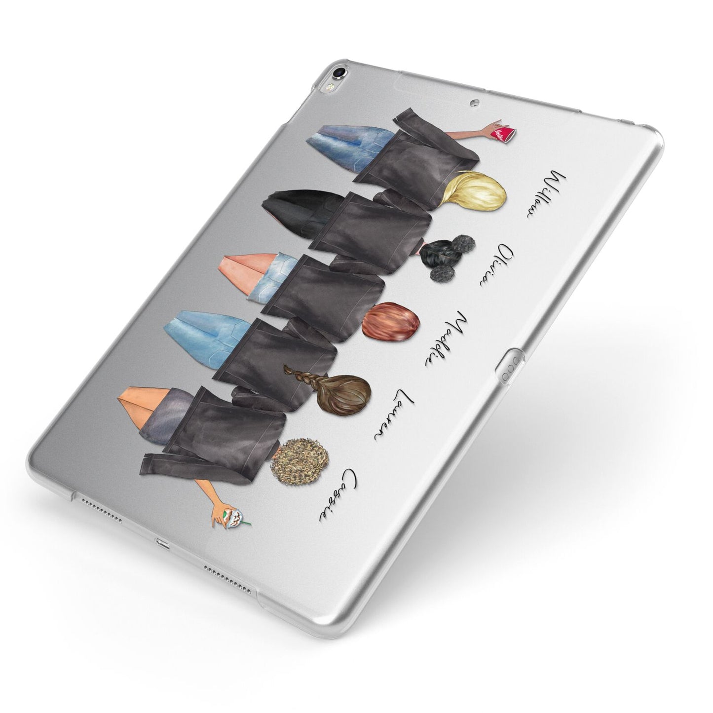 5 Best Friends with Names Apple iPad Case on Silver iPad Side View