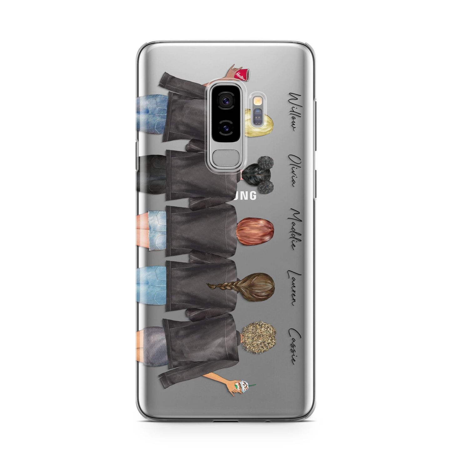 5 Best Friends with Names Samsung Galaxy S9 Plus Case on Silver phone