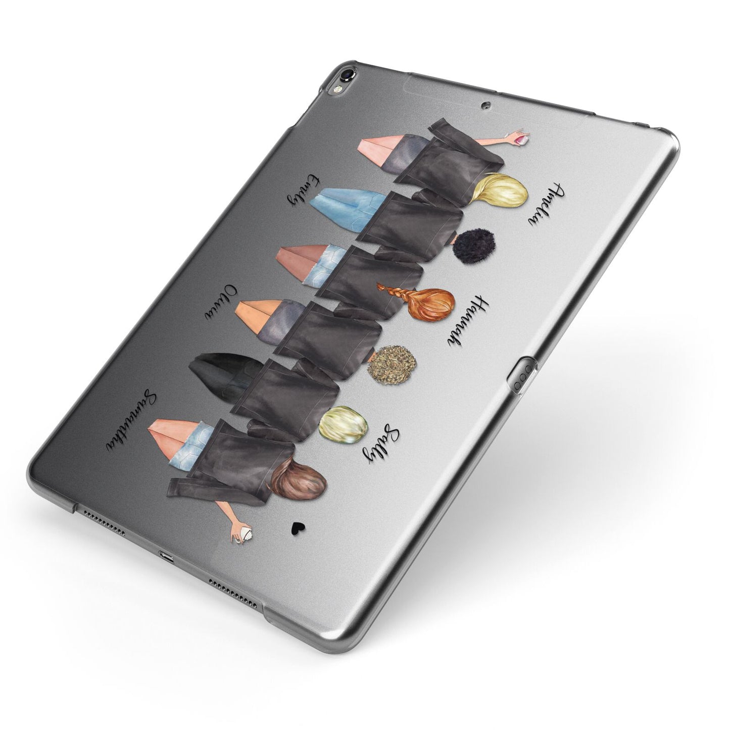 6 Best Friends with Names Apple iPad Case on Grey iPad Side View