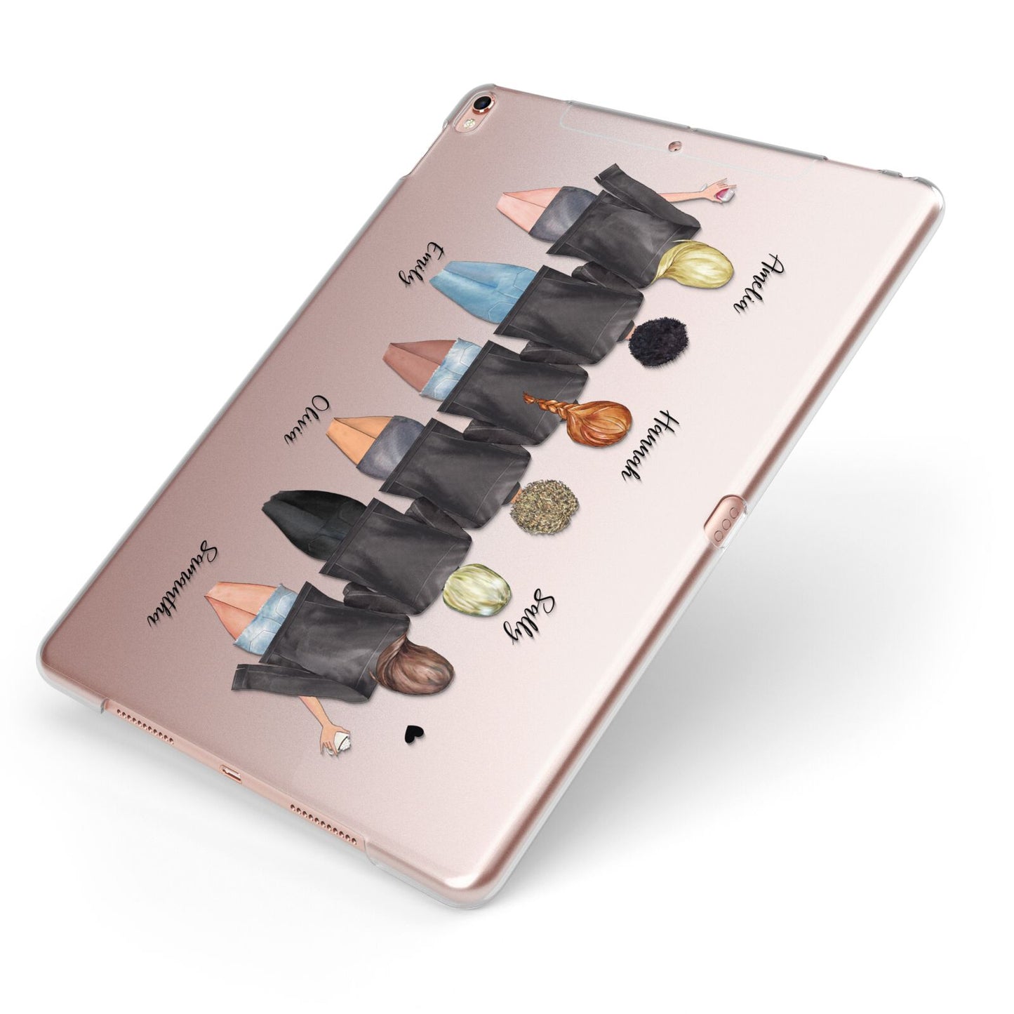 6 Best Friends with Names Apple iPad Case on Rose Gold iPad Side View