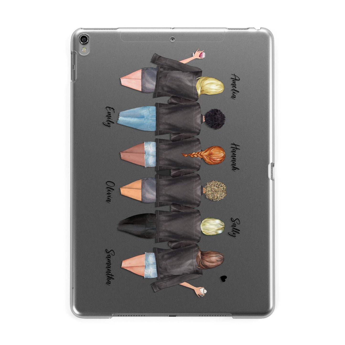 6 Best Friends with Names Apple iPad Grey Case