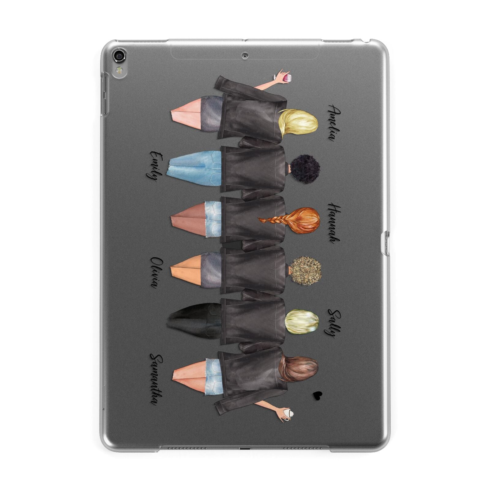 6 Best Friends with Names Apple iPad Grey Case