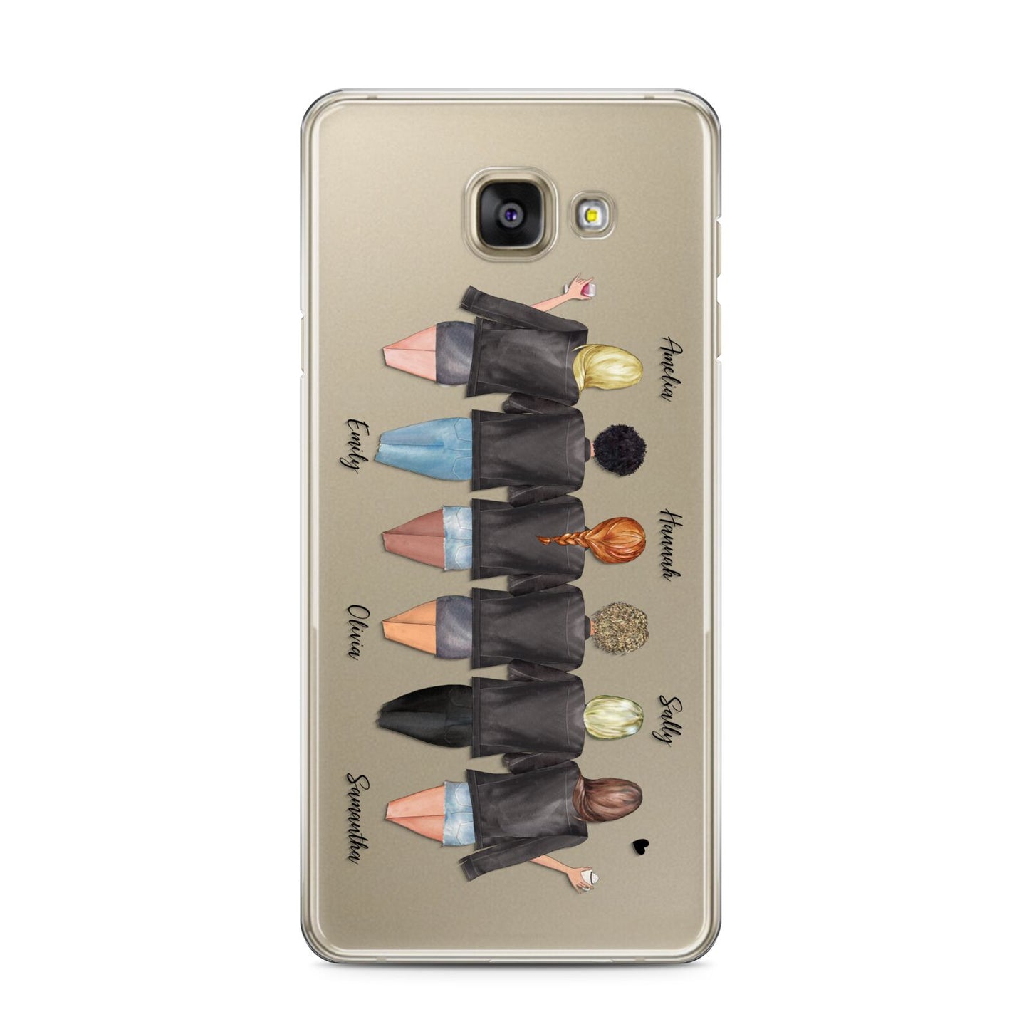 6 Best Friends with Names Samsung Galaxy A3 2016 Case on gold phone