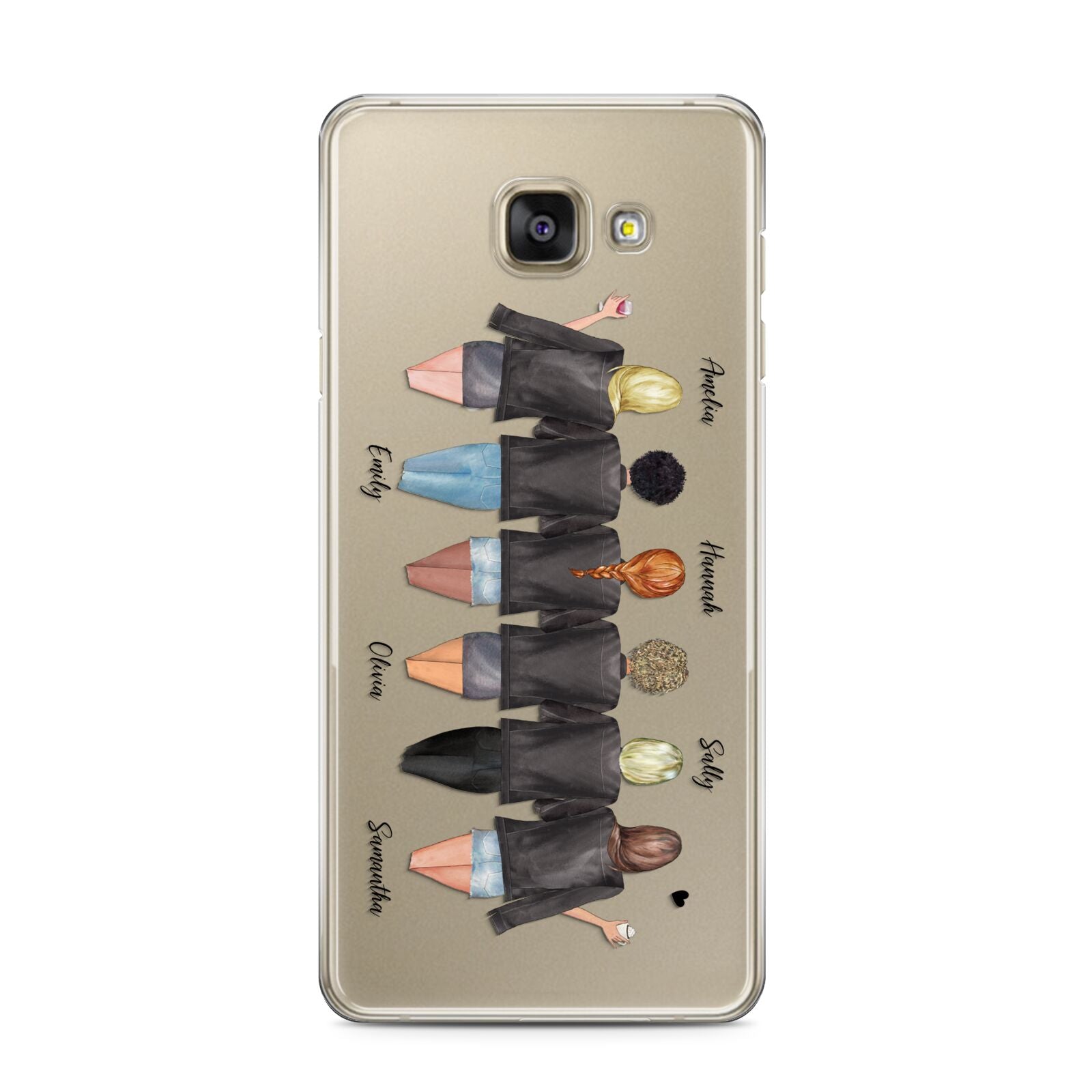6 Best Friends with Names Samsung Galaxy A3 2016 Case on gold phone