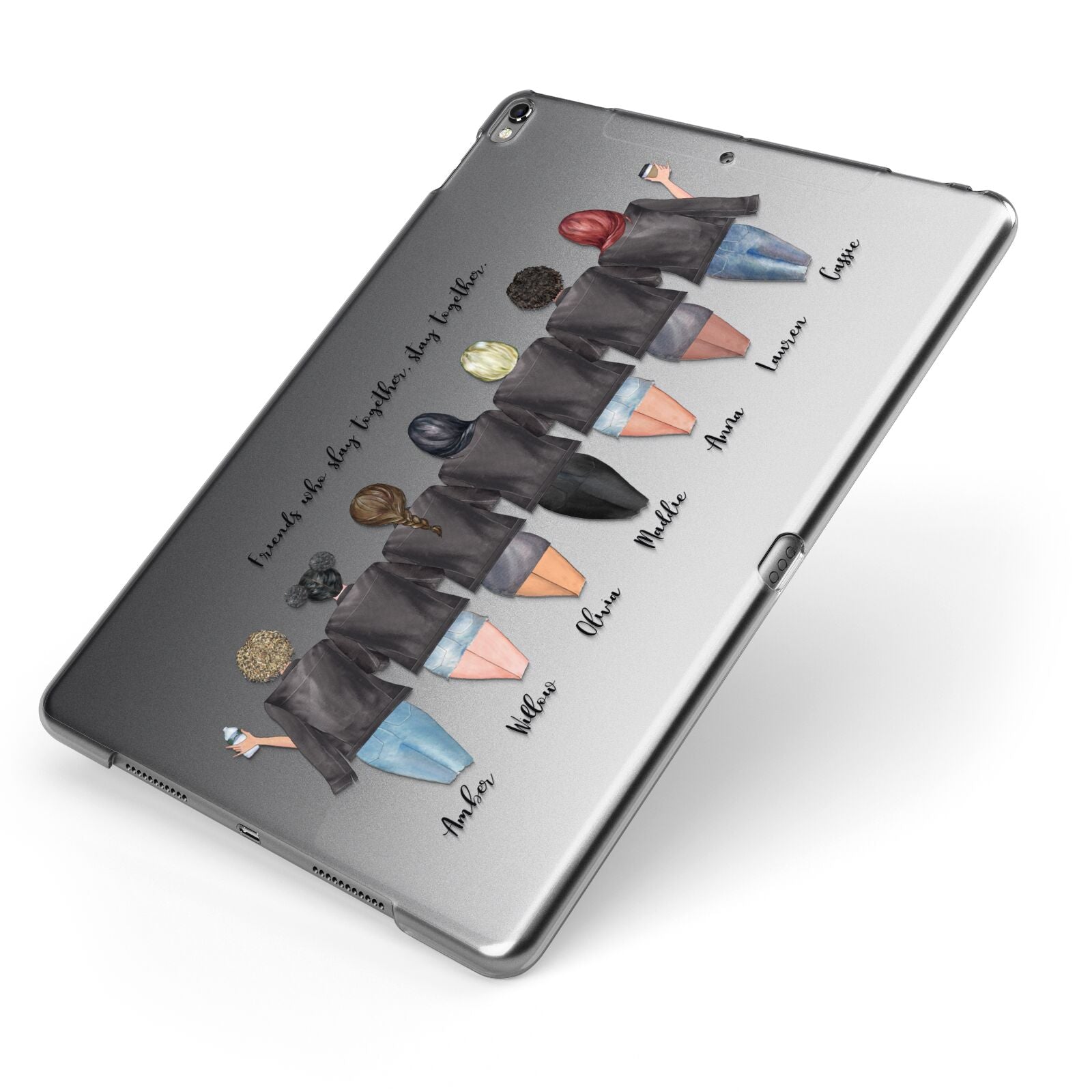 7 Best Friends with Names Apple iPad Case on Grey iPad Side View