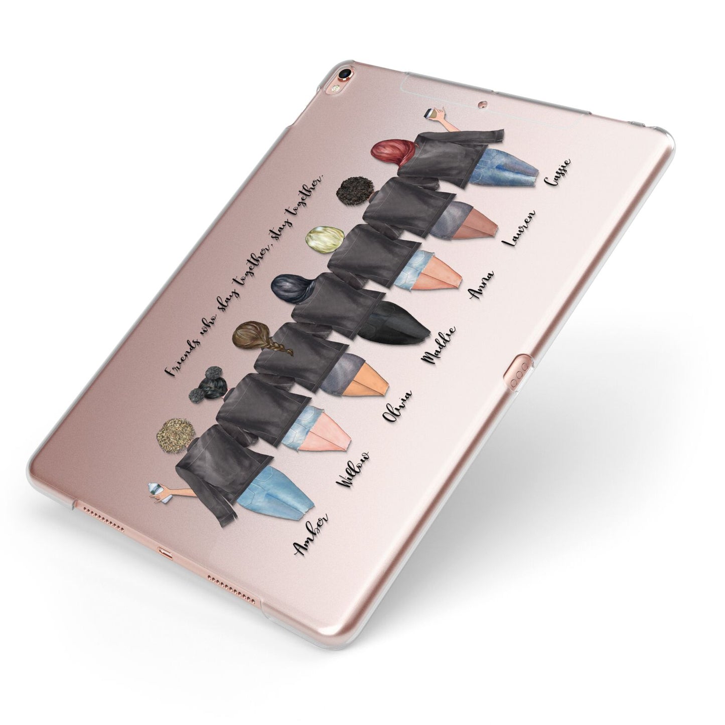 7 Best Friends with Names Apple iPad Case on Rose Gold iPad Side View