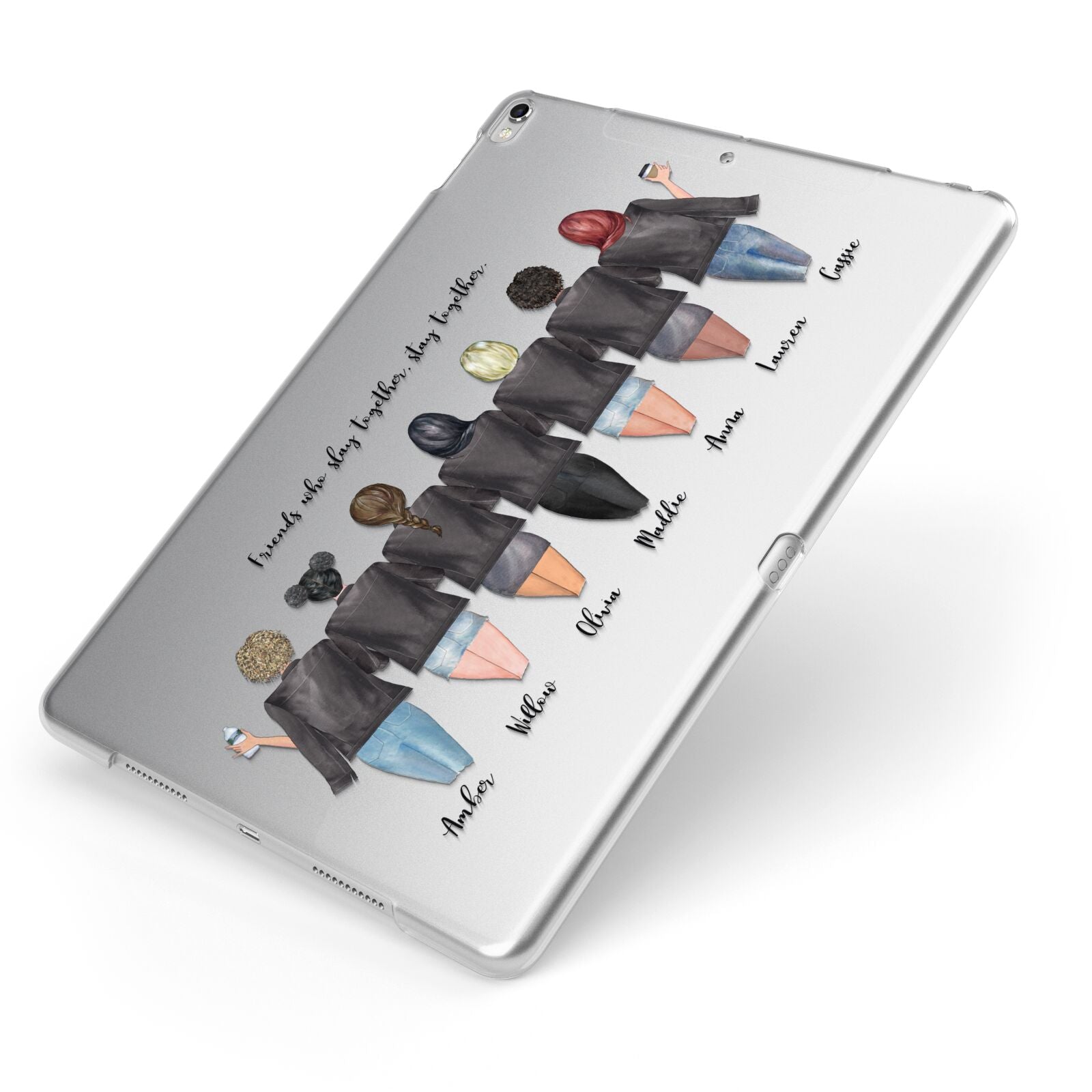 7 Best Friends with Names Apple iPad Case on Silver iPad Side View