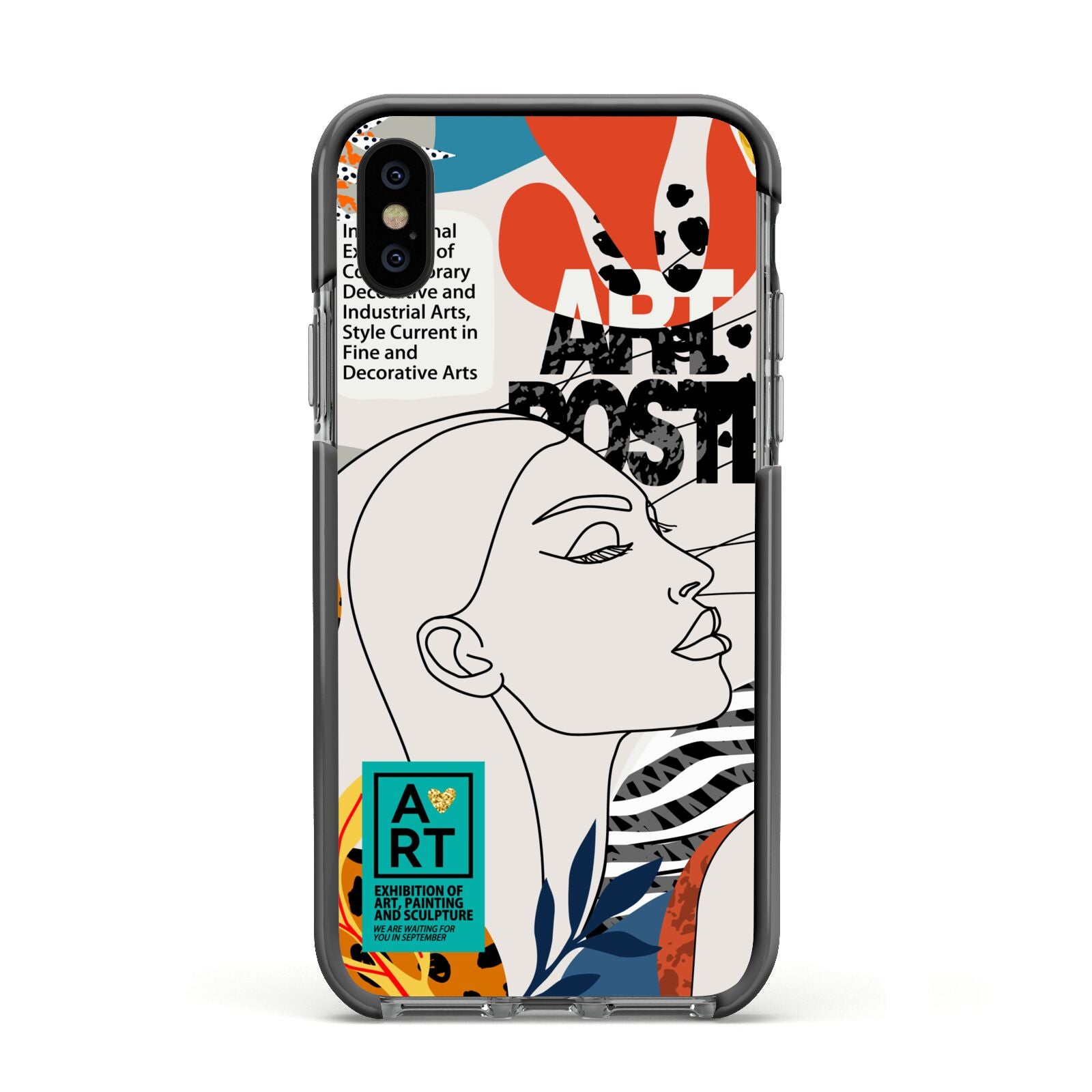 Abstract Art Poster Apple iPhone Xs Impact Case Black Edge on Black Phone